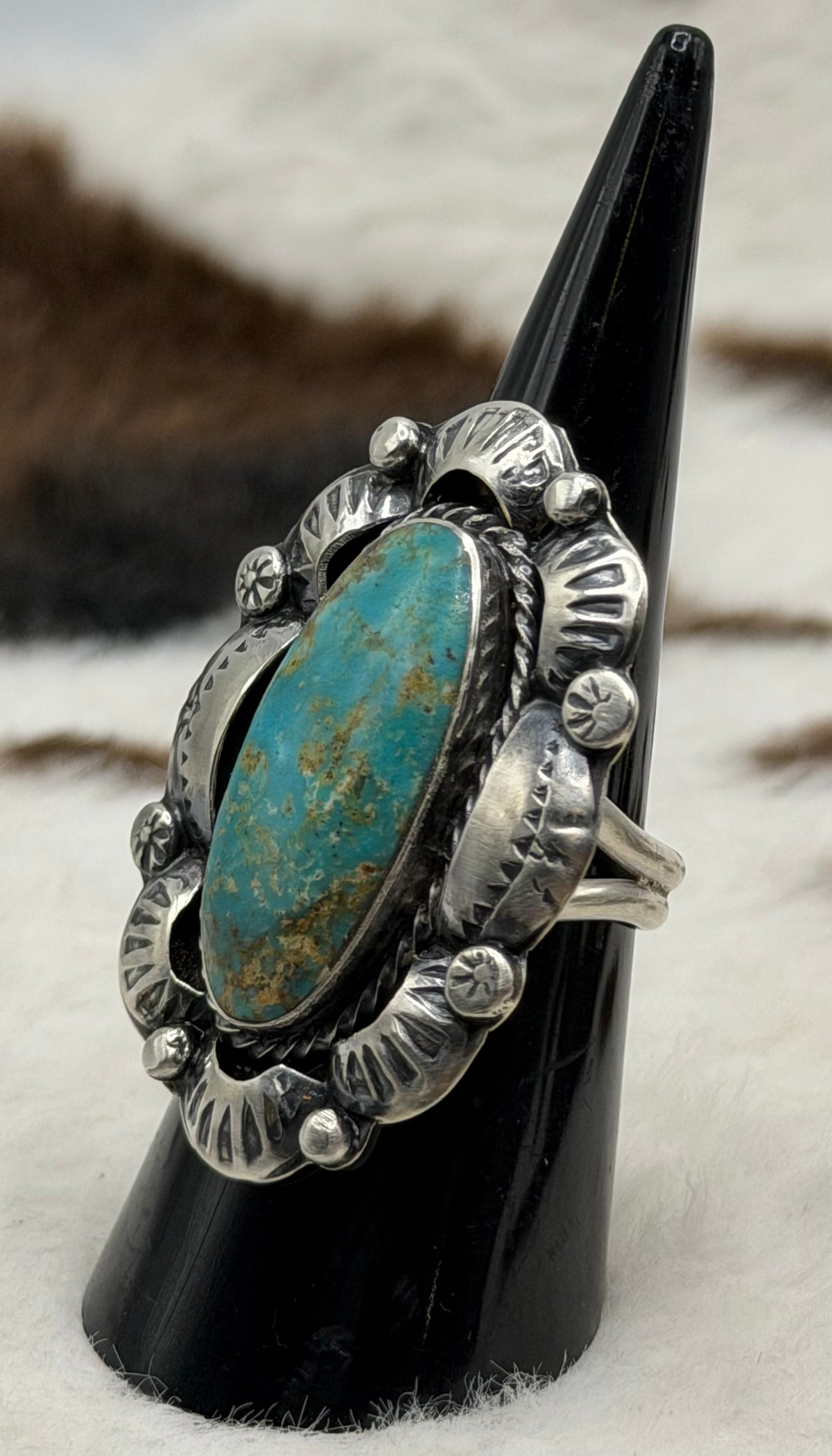 Navajo Handmade Kingman Ridge Turquoise Rings by Kree Blanchard