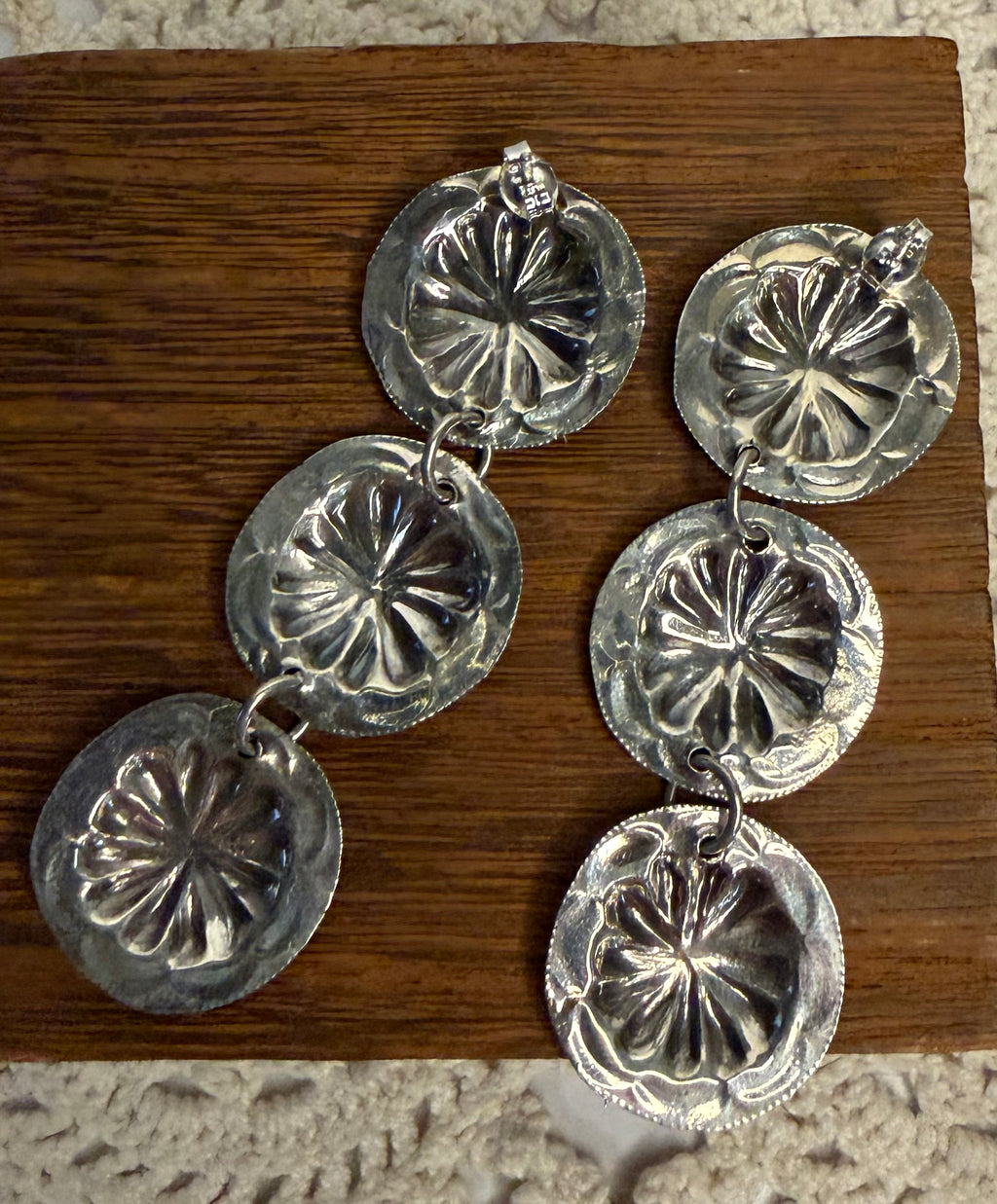 Navajo Handmade Silver Earrings by Joan Begay