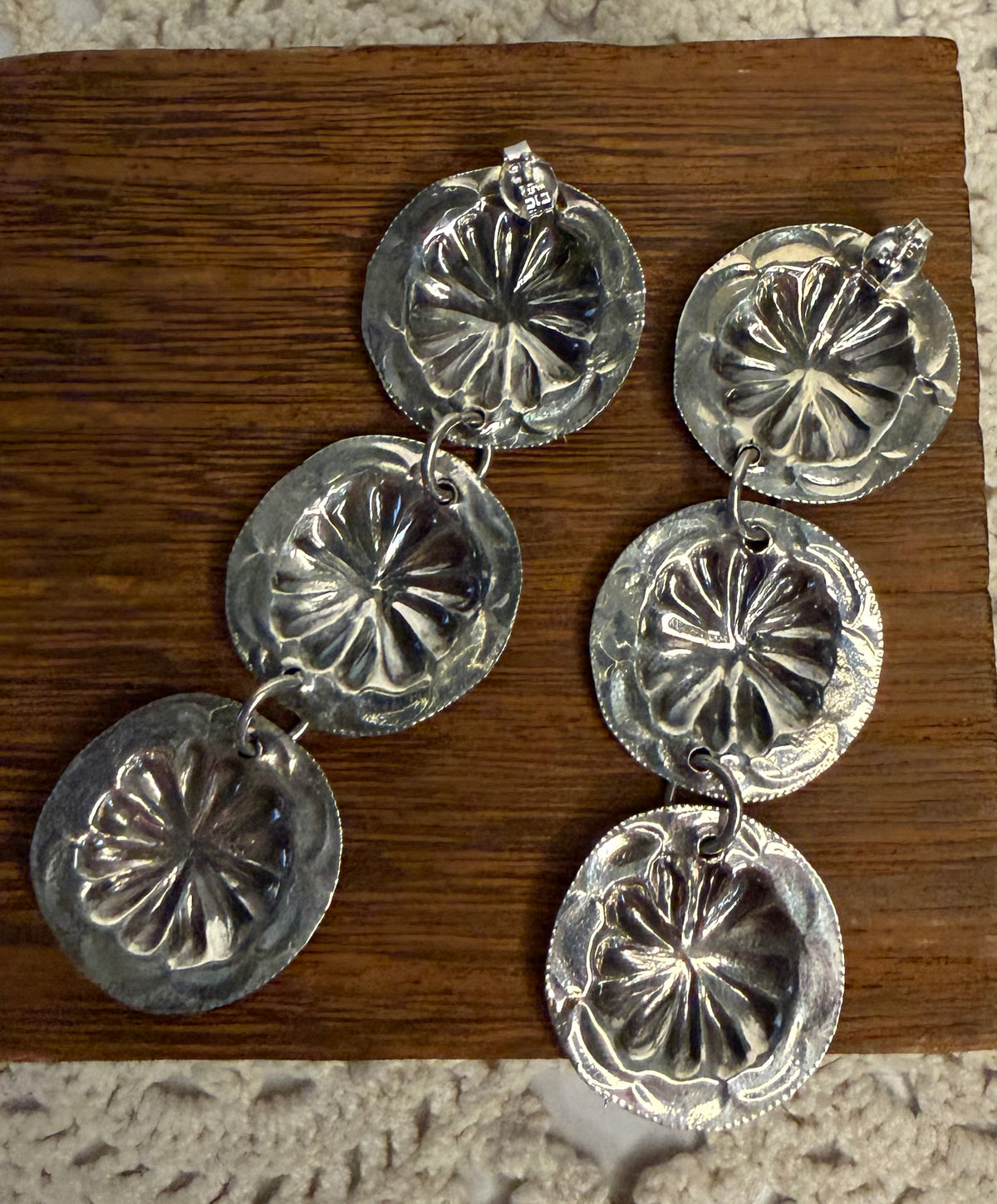 Navajo Handmade Silver Earrings by Joan Begay