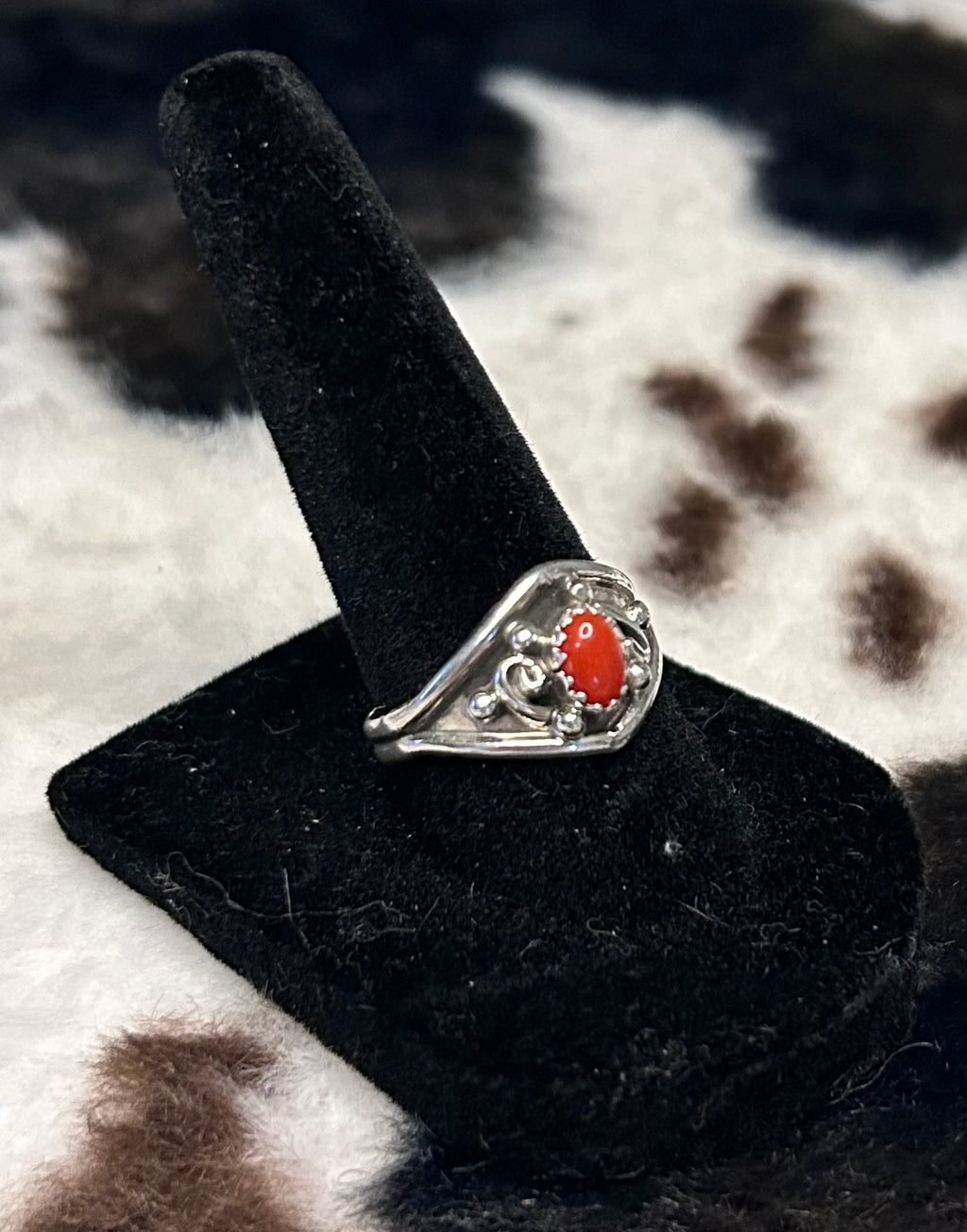 Navajo Handmade Coral Ring by Annette Chiquito