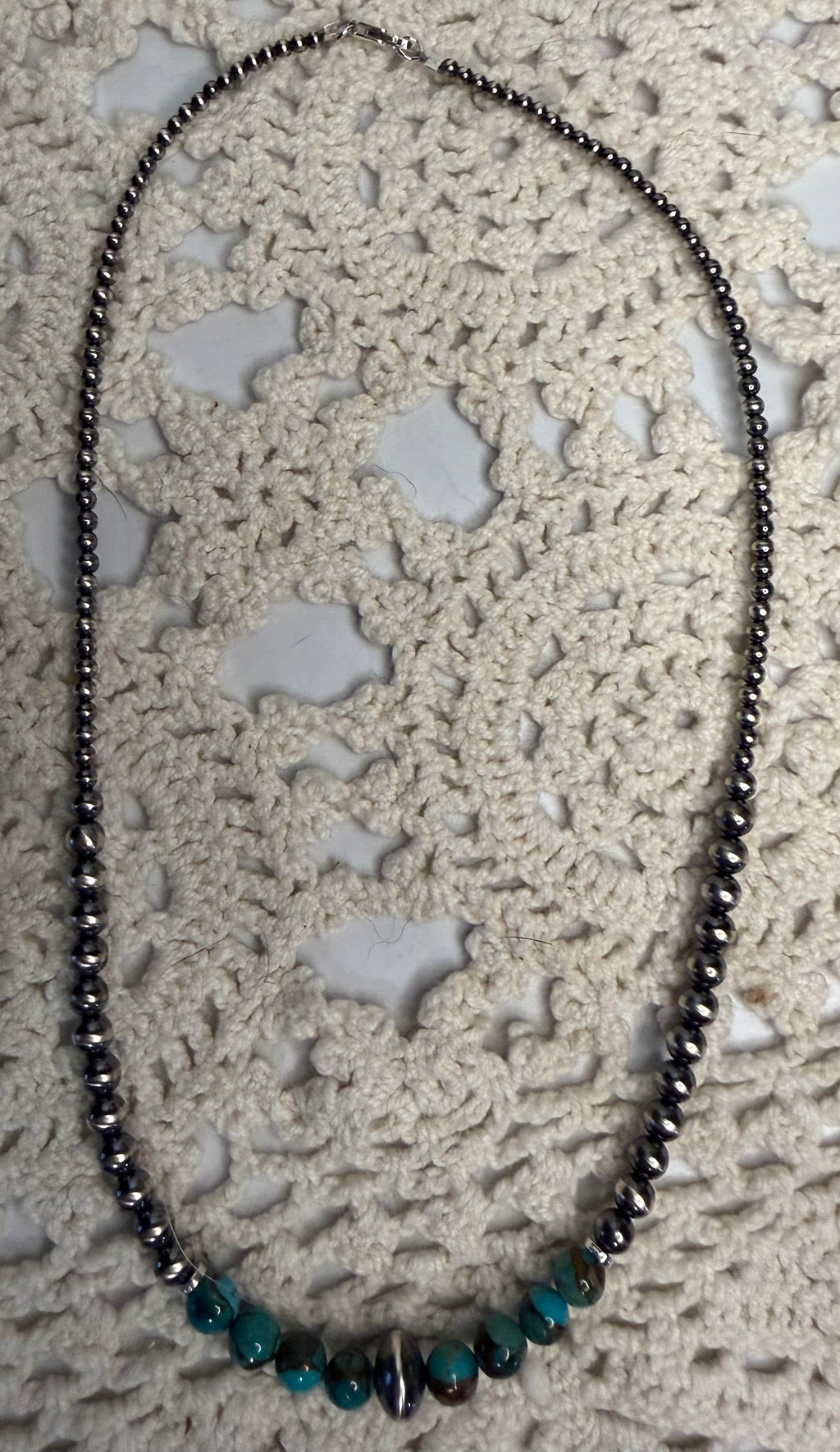 Kingman Turquoise Machine Made Pearls Necklace