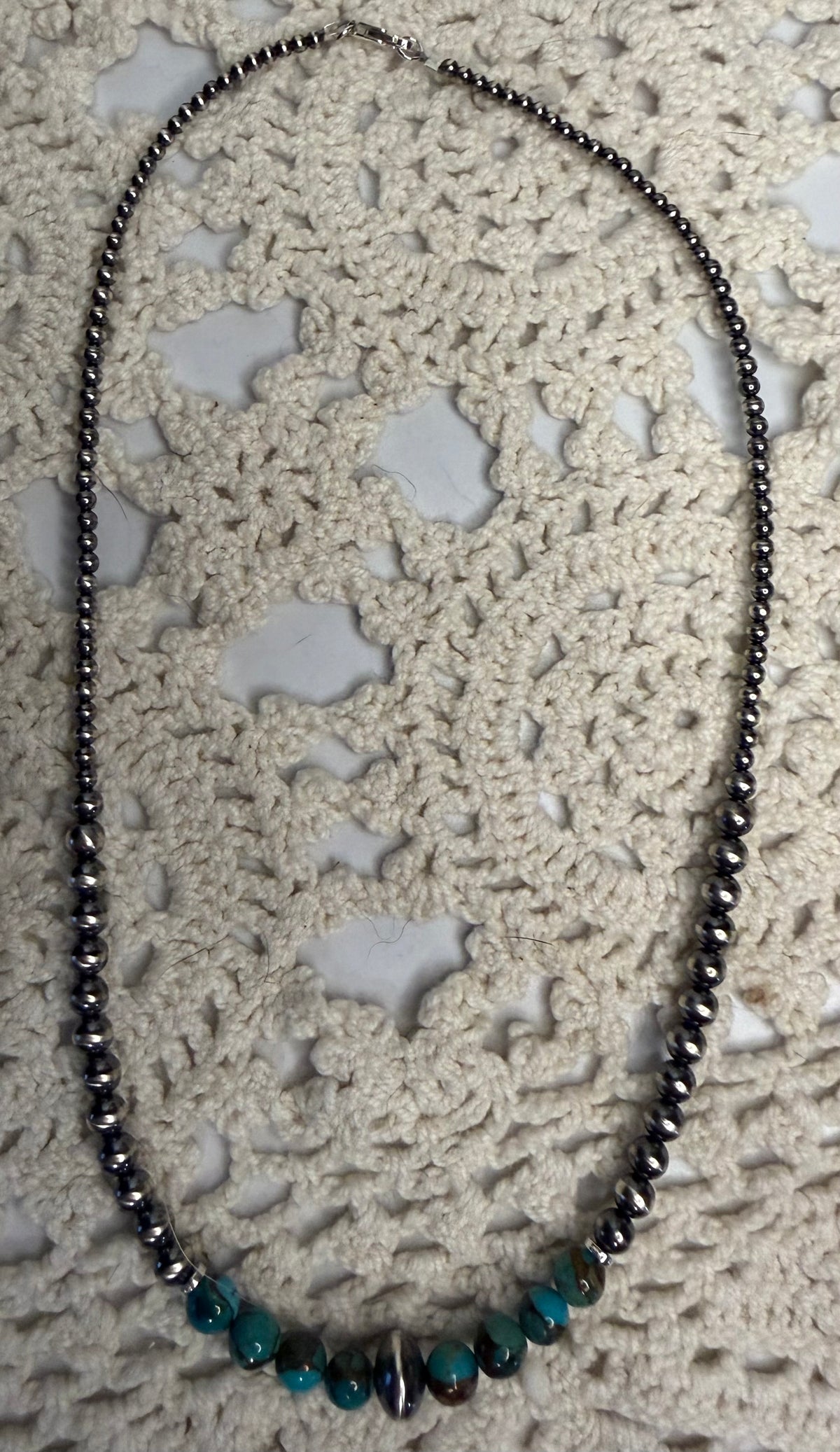 Kingman Turquoise Machine Made Pearls Necklace