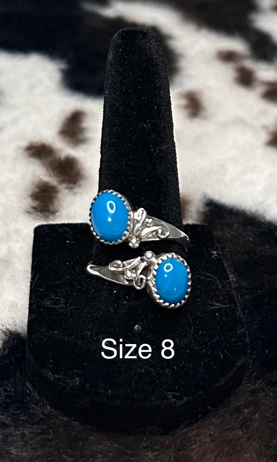 Navajo Handmade Kingman Turquoise Adjustable Ring by Maritta Martinez