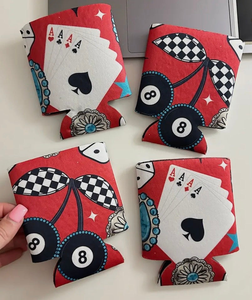 8 Ball Cherry Koozie (two sizes)