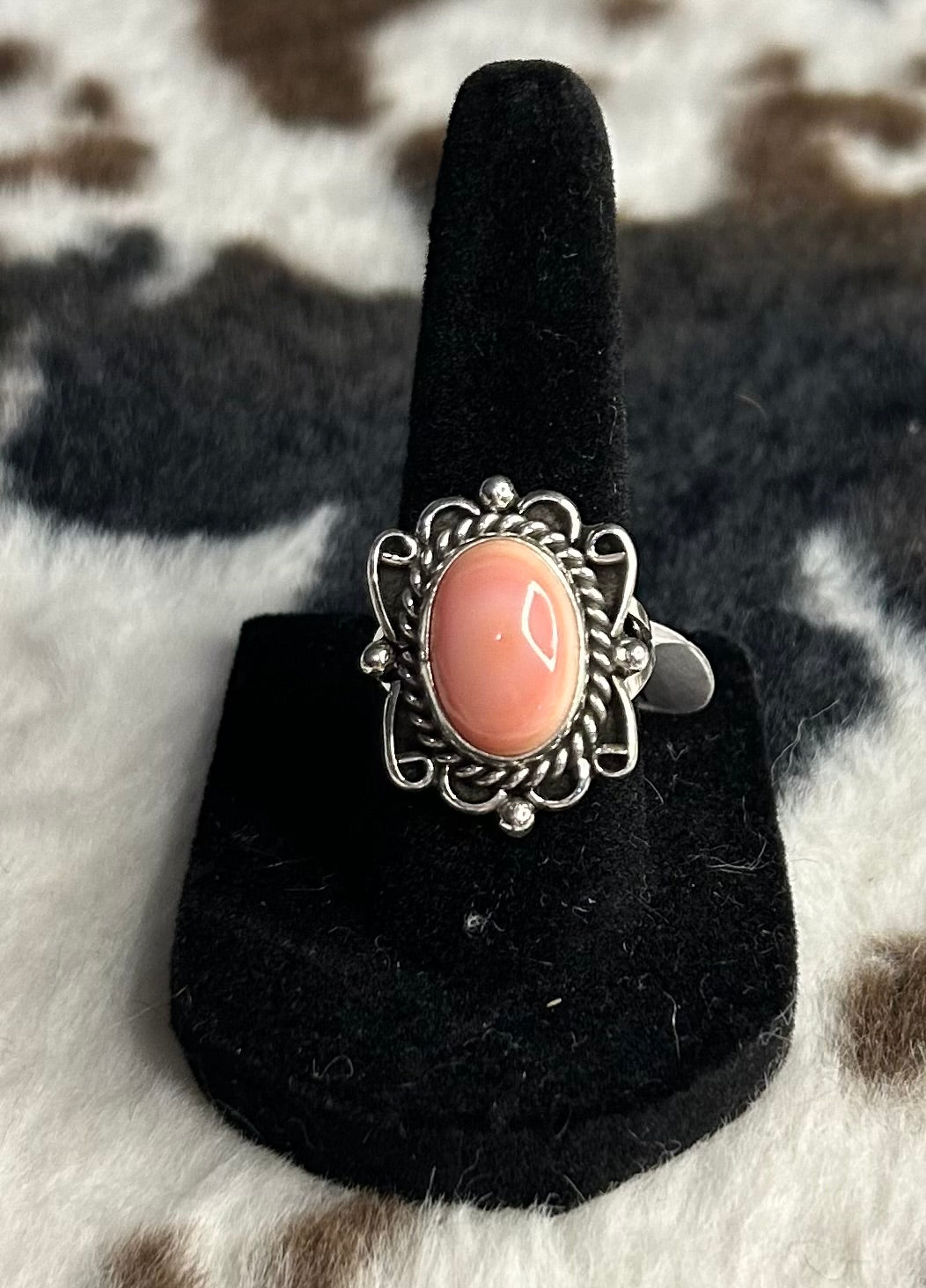 Navajo Handmade Pink Conch Ring Size 7 By Vanessa Begay