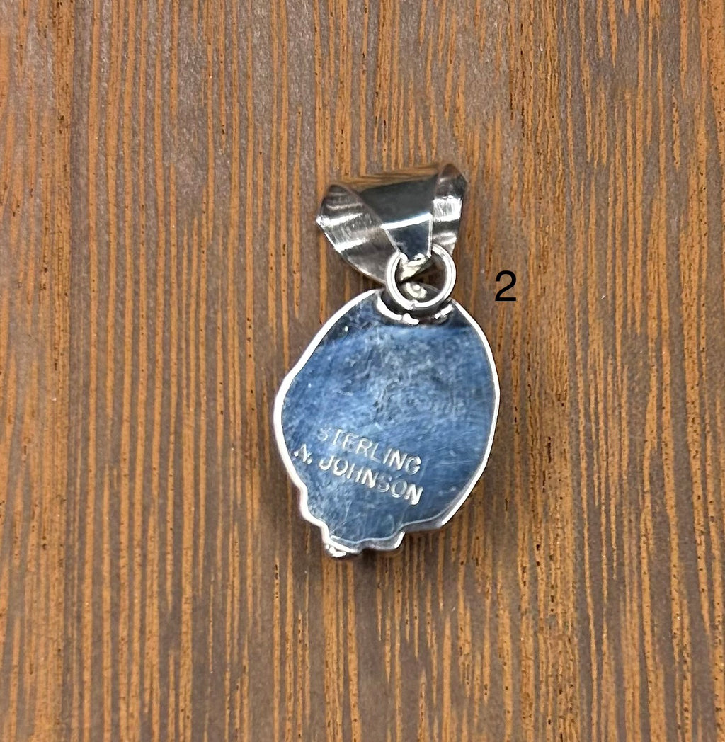 Navajo Handmade Kingman Turquoise Pendant by Alice Johnson