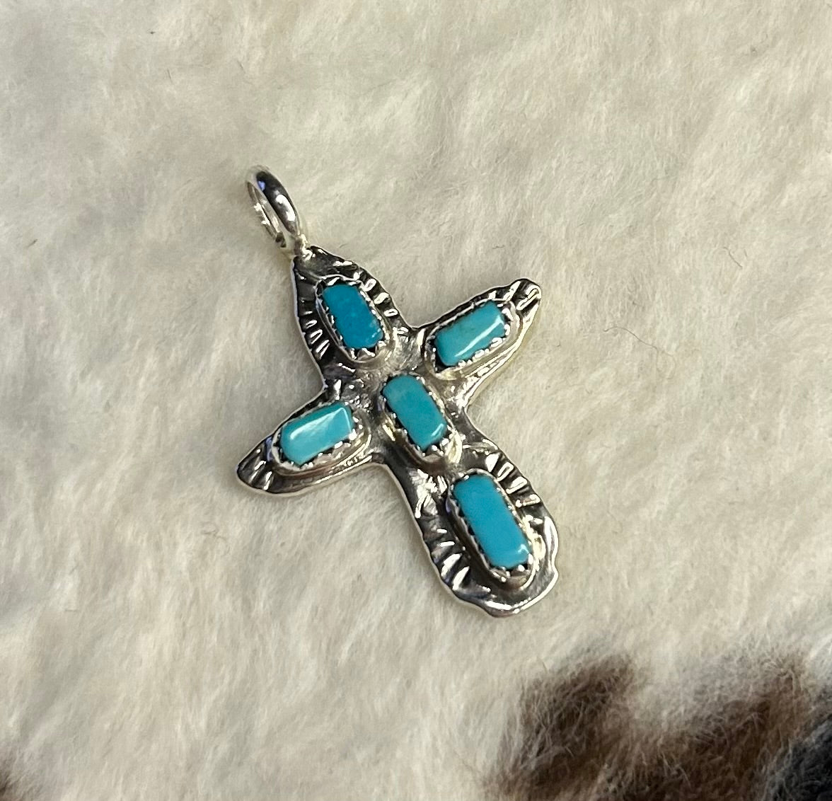 Zuni Handmade Sleeping Beauty Cross Pendant by Cecilia lule