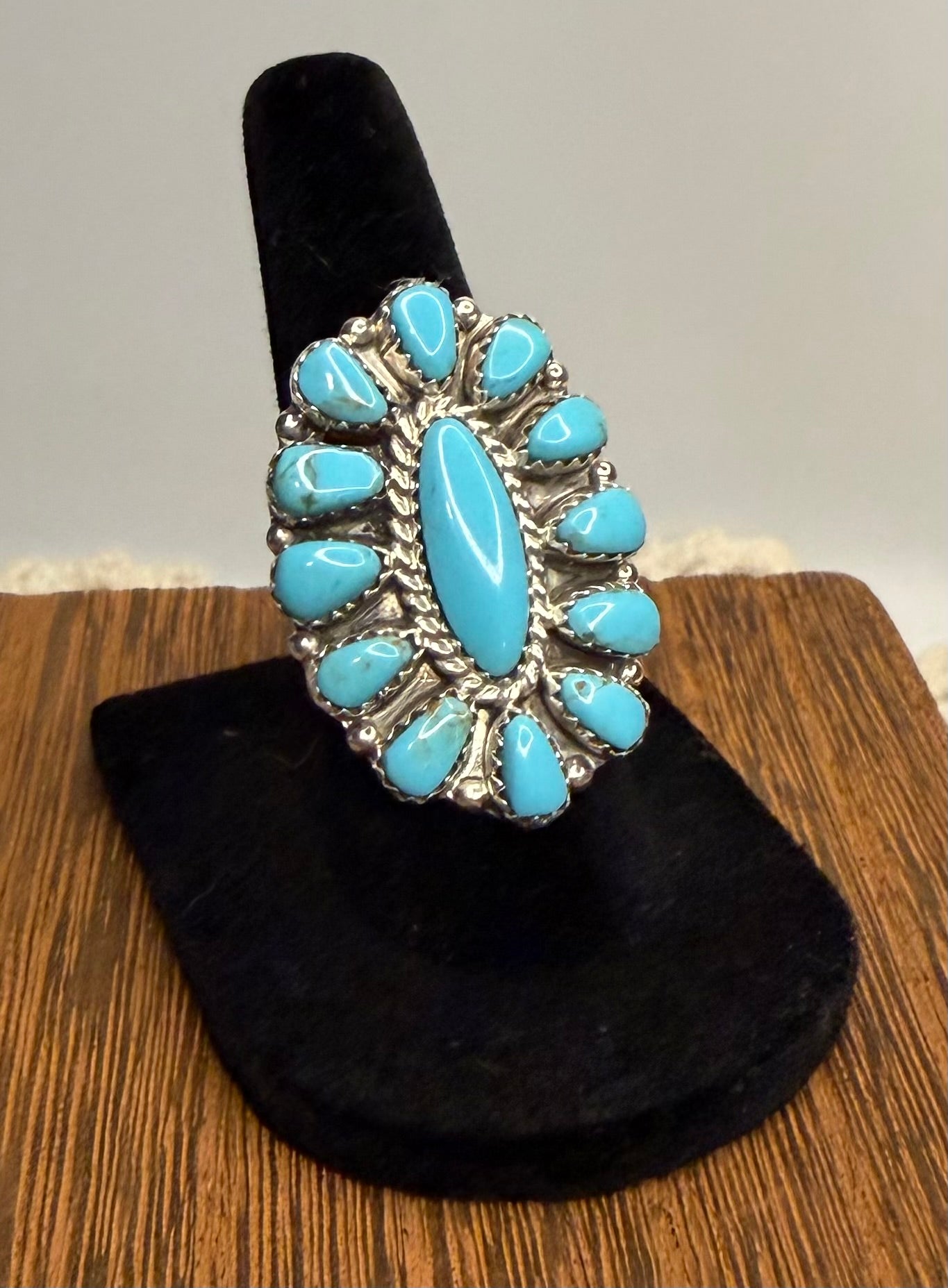 Navajo Handmade Turquoise Ring by Tamara Benally Size 6