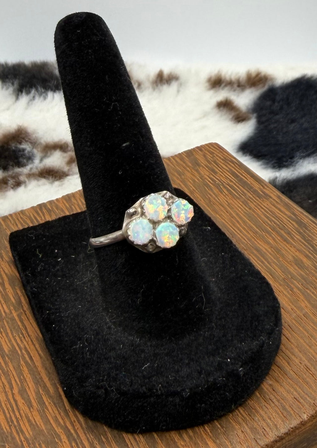 Zuni Handmade Opal Cluster Ring by Swain Charlie