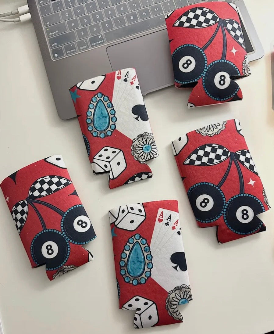 8 Ball Cherry Koozie (two sizes)