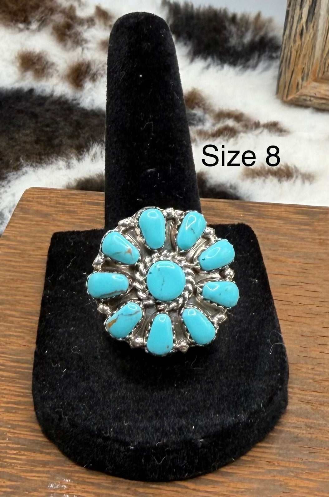 Navajo Handmade Turquoise Cluster Rings by Julianna Benally