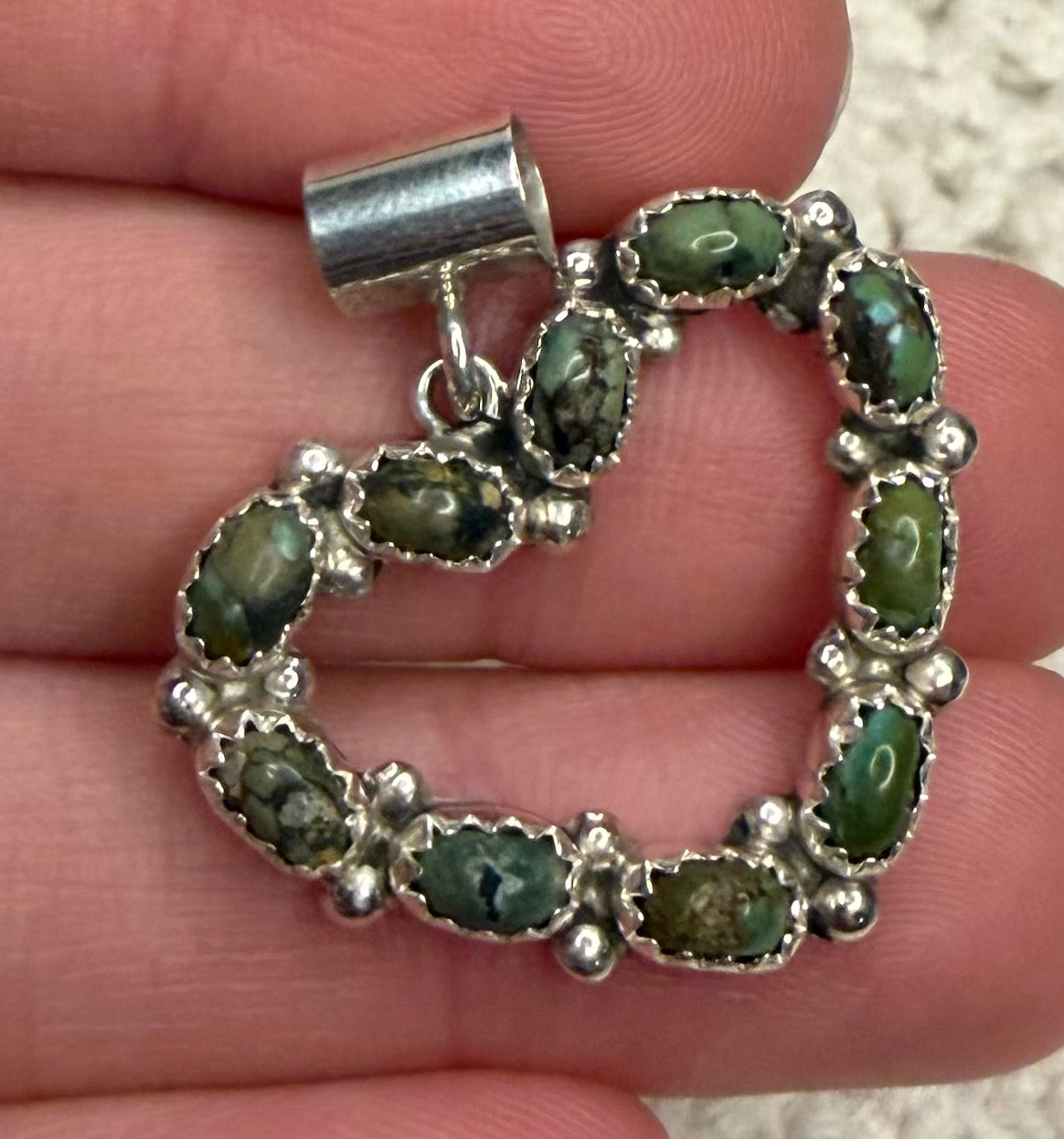 Navajo Handmade Kingman Turquoise Pendant by Martin Perry