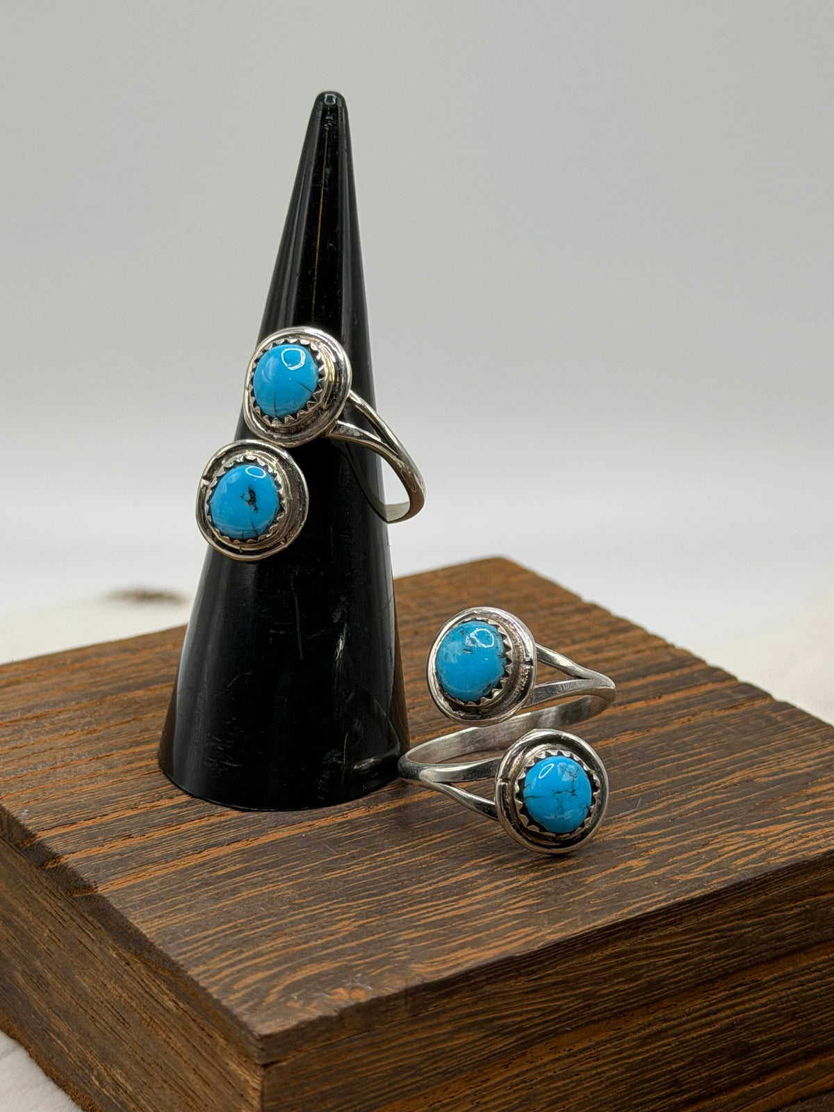 Navajo Handmade 2 stone Kingman adjustable rings by Letricia Largo