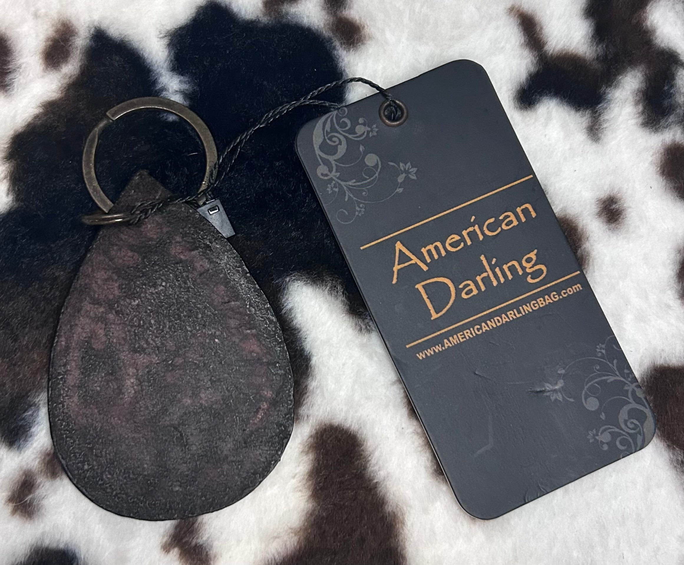 American Darling hand tooled leather keychain