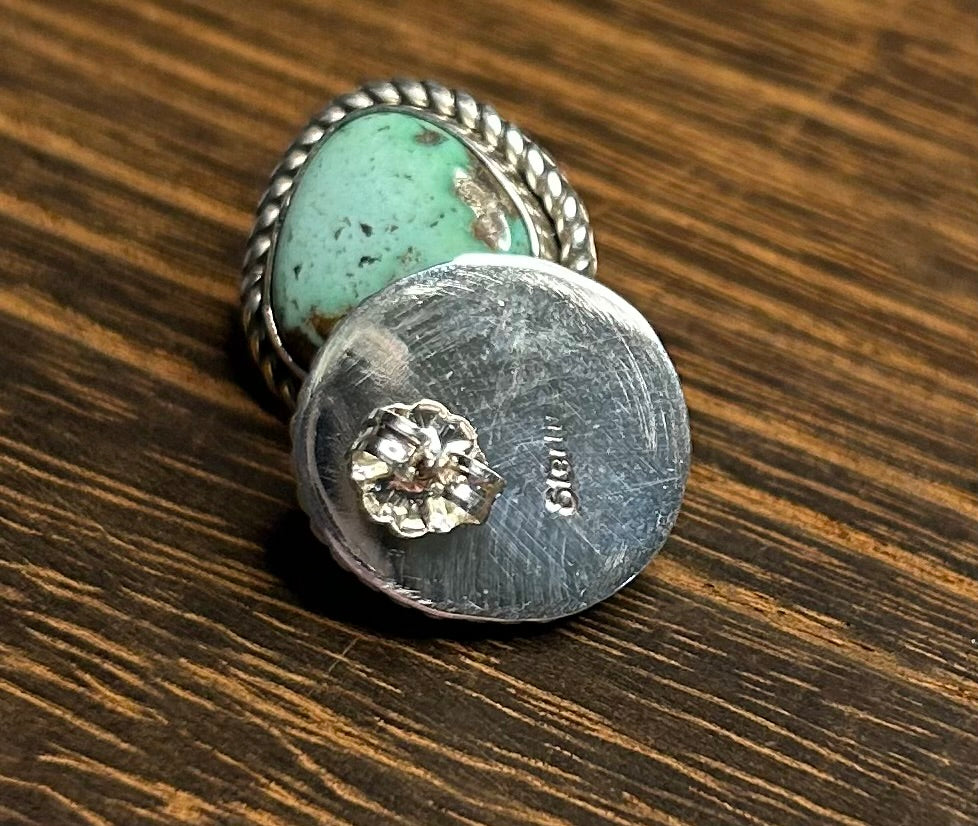 Native Made New Lander Variscite Stud Earrings