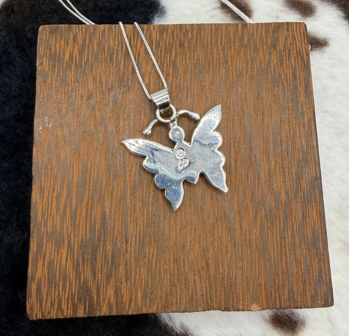 Navajo Made Inlay Multi Stone Butterfly Necklace by Ervin Hoskie