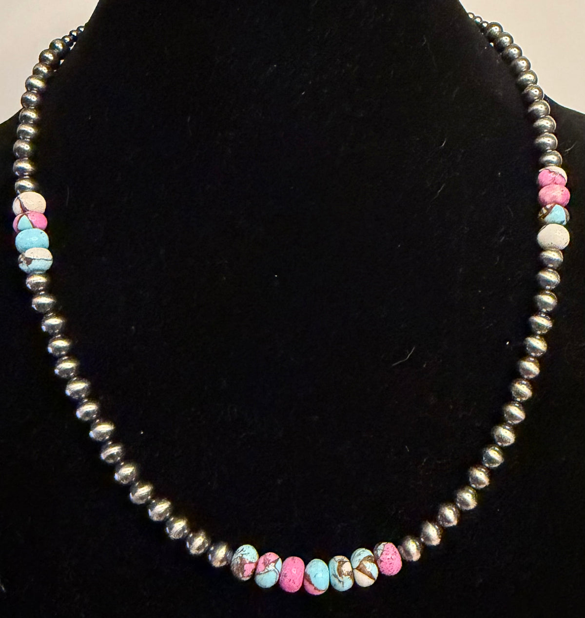 Cotton Candy Turquoise Machine Made Pearl Necklace
