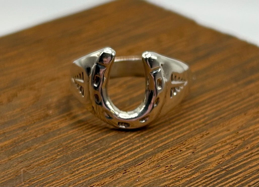 Navajo Handmade Sterling Horseshoe ring by Pauline Nelson.