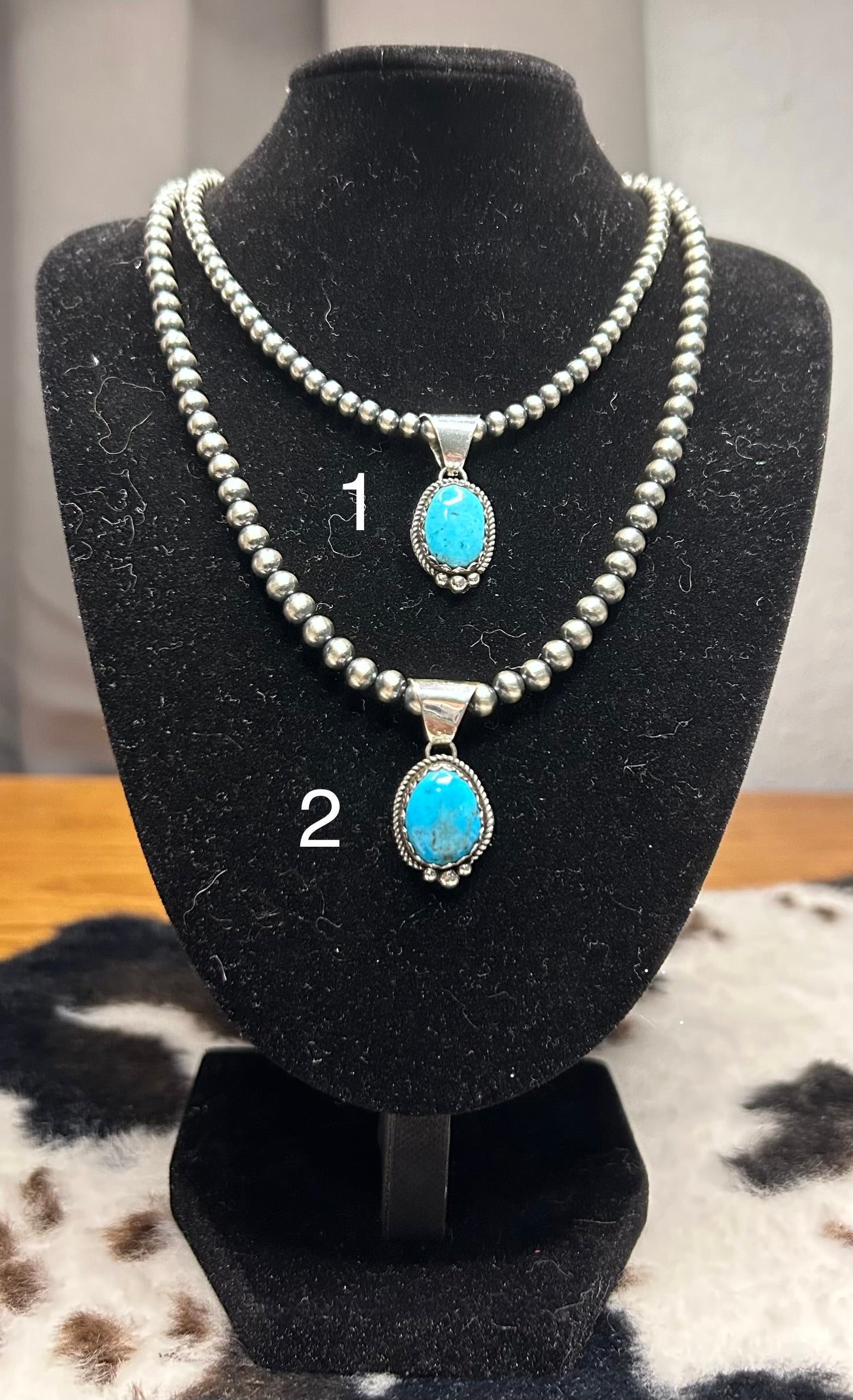 Navajo Handmade Kingman Turquoise Pendant by Alice Johnson
