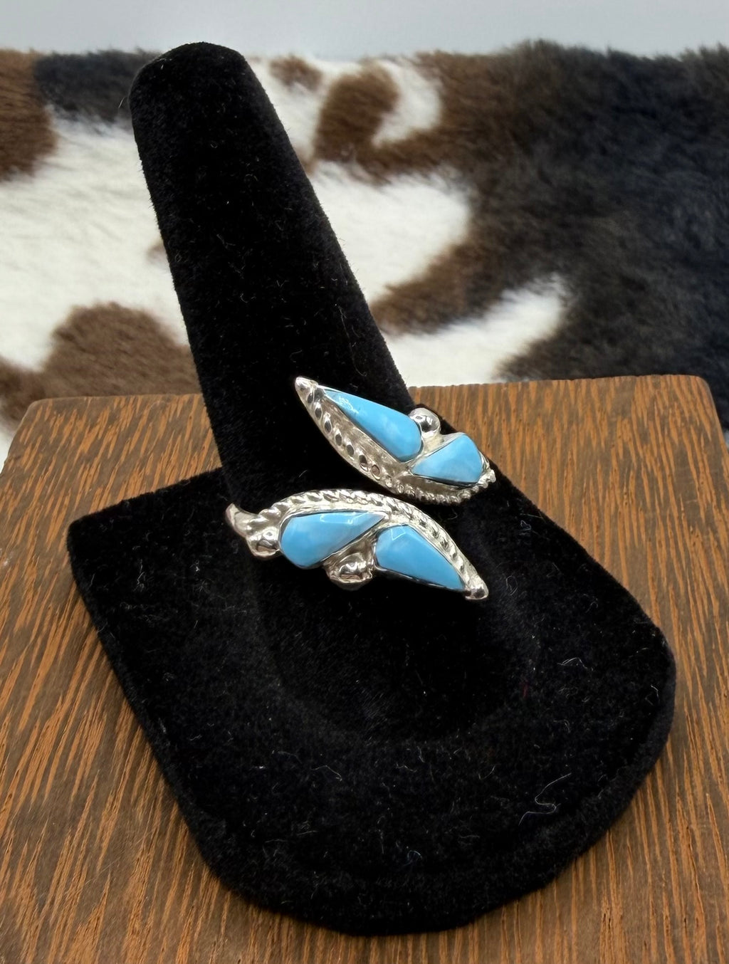 Zuni Made Turquoise Adjustable Butterfly Ring by Joann Cooeyate