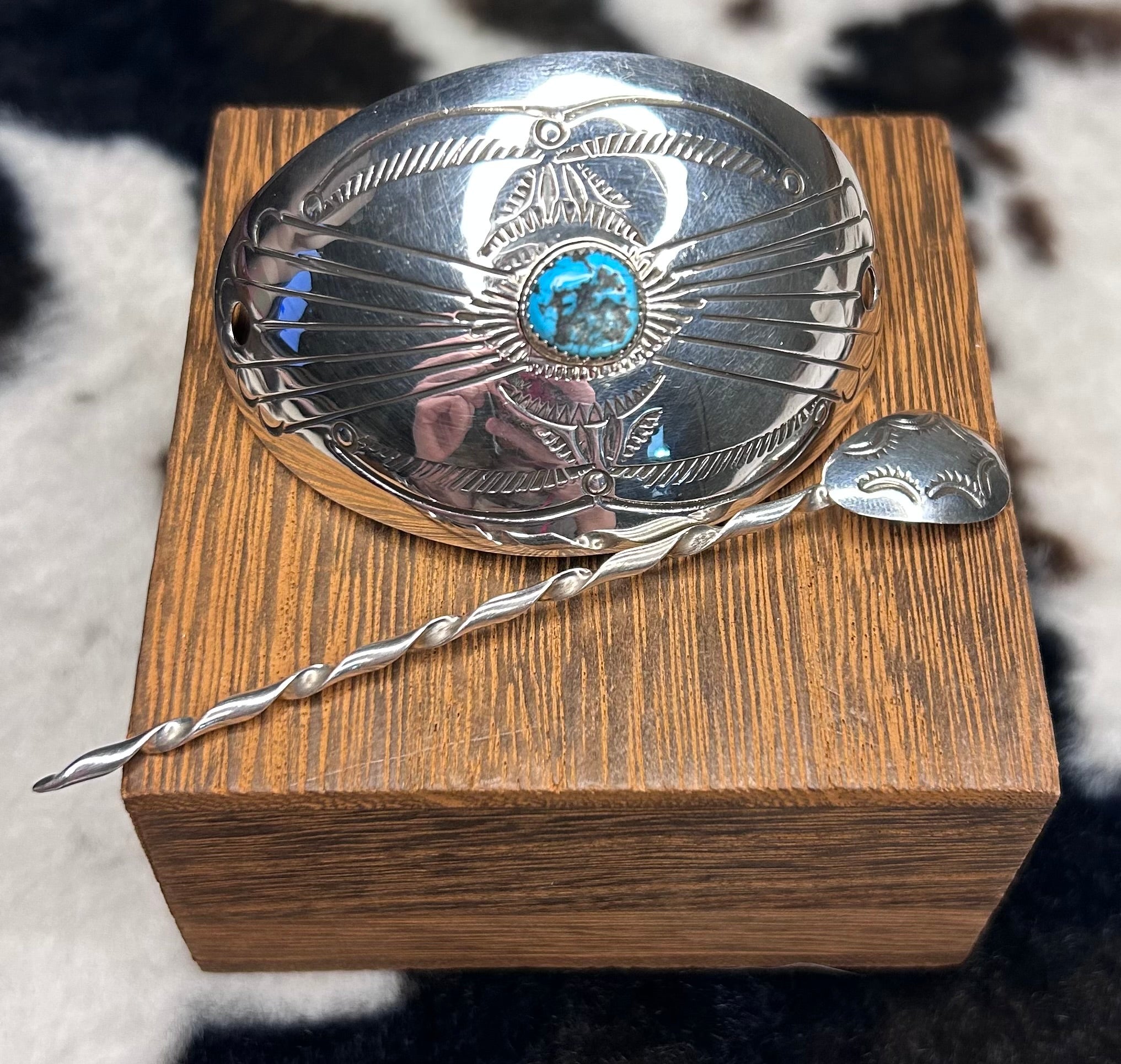 Navajo Handmade Turquoise Hair Pin By Jolene Begay