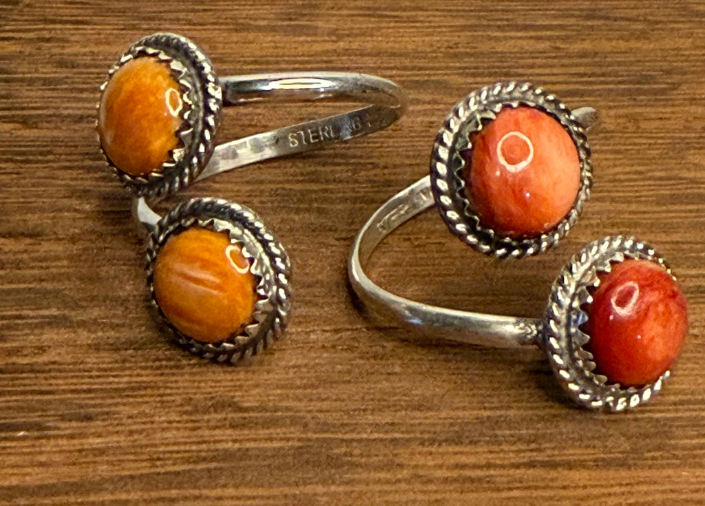 Navajo Made Spiny Oyster Shell Adjustable Rings by Esther White