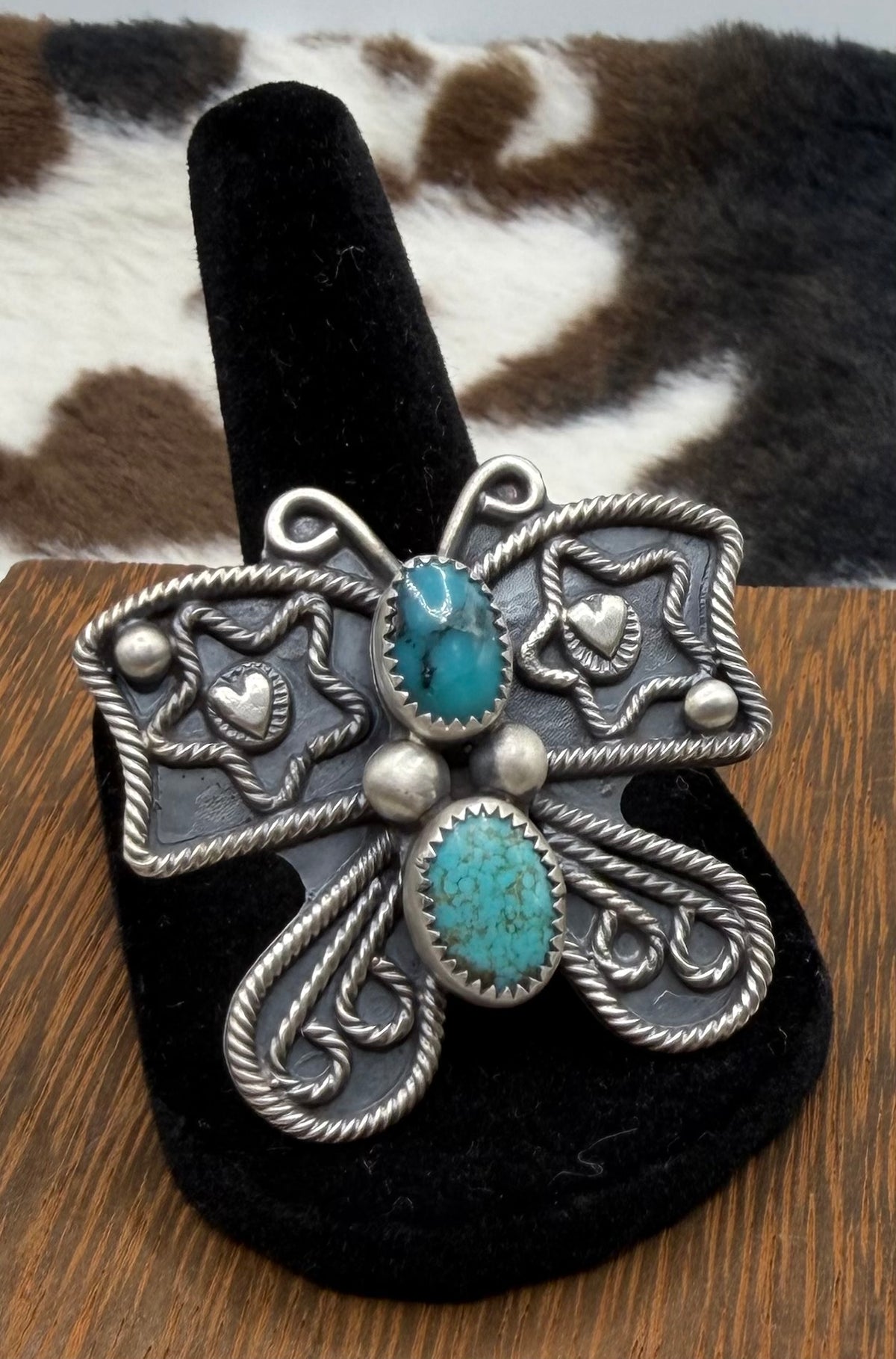 Navajo Handmade Butterfly Turquoise Ring By Ronnie Martinez