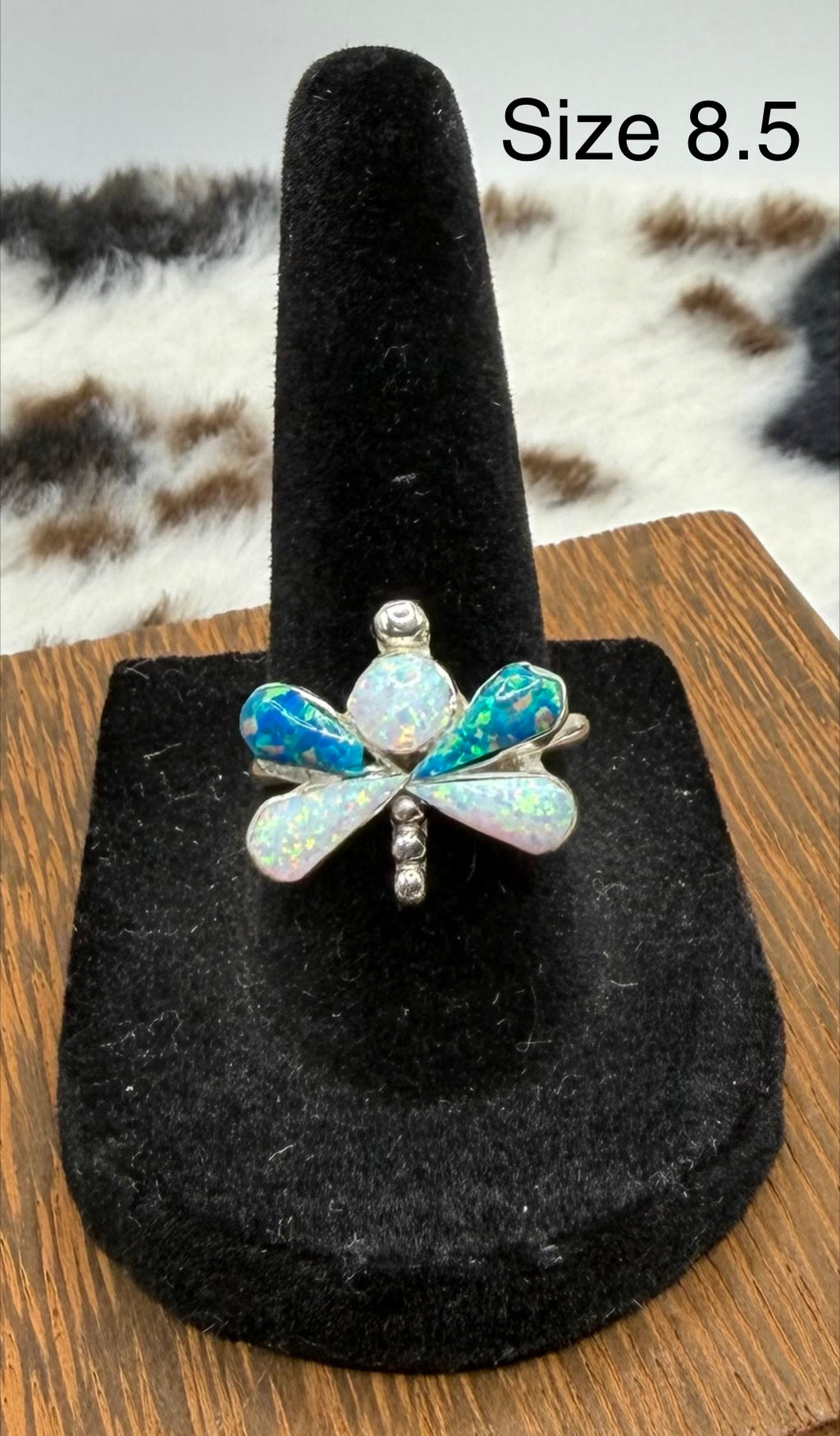 Zuni Handmade Opal Dragonfly rings by Swain Charlie