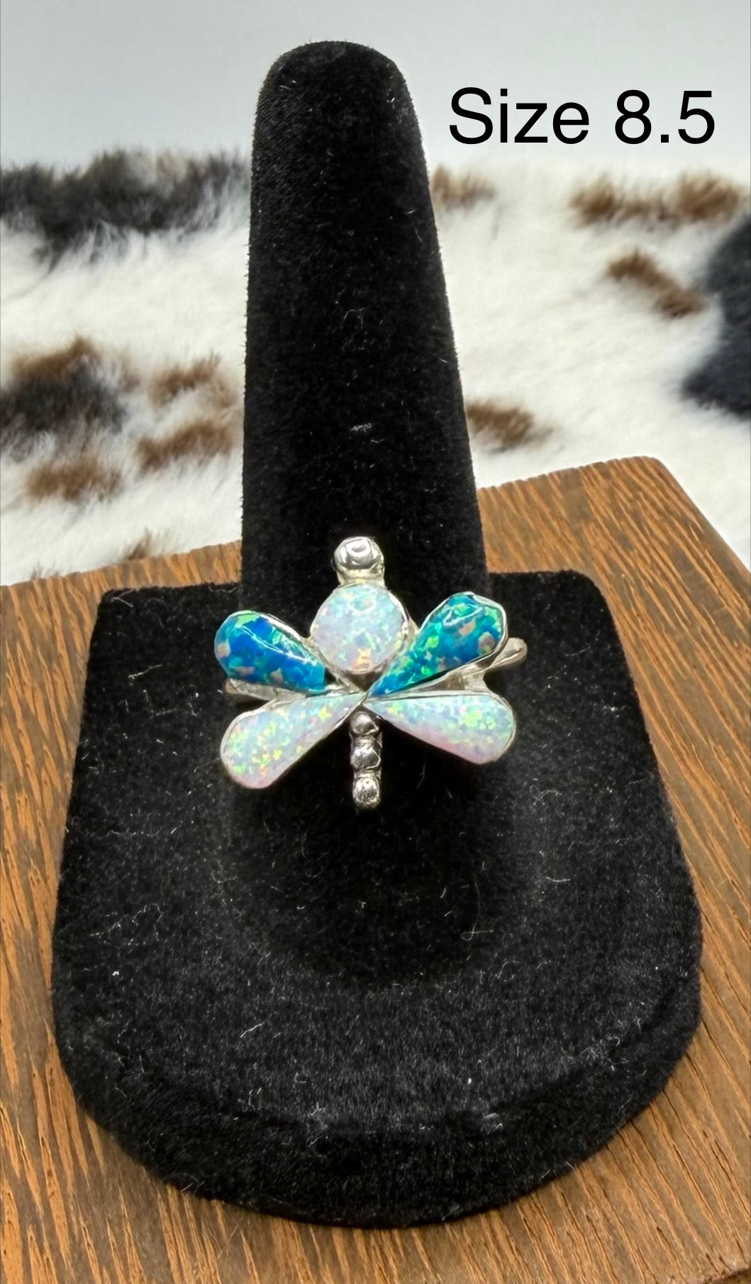Zuni Handmade Opal Dragonfly rings by Swain Charlie