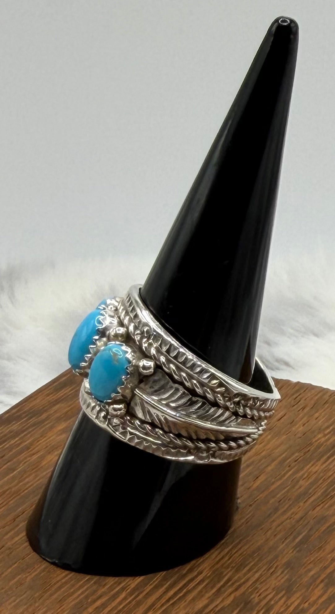 Navajo Made Sleeping Beauty Wide Band Ring by Betty Begay size 9.5