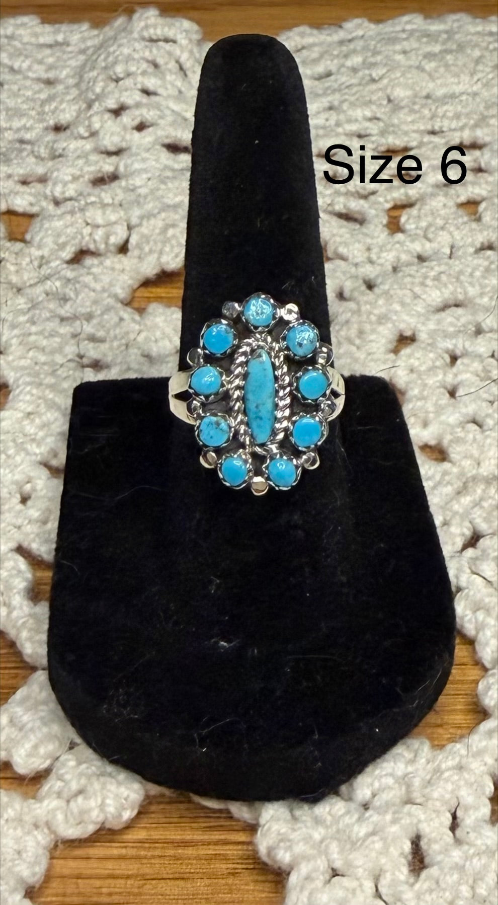 Navajo Handmade Turquoise Cluster Rings by Rosemary and Nathaniel Nez
