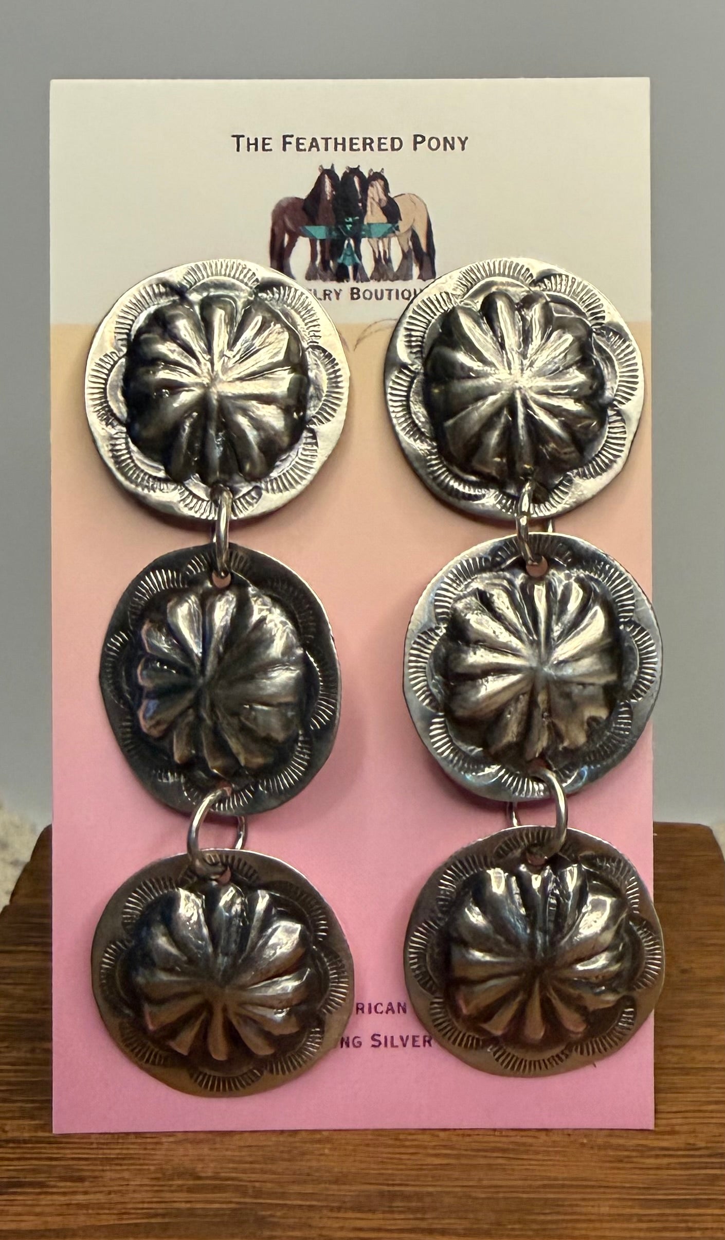 Navajo Handmade Silver Earrings by Joan Begay