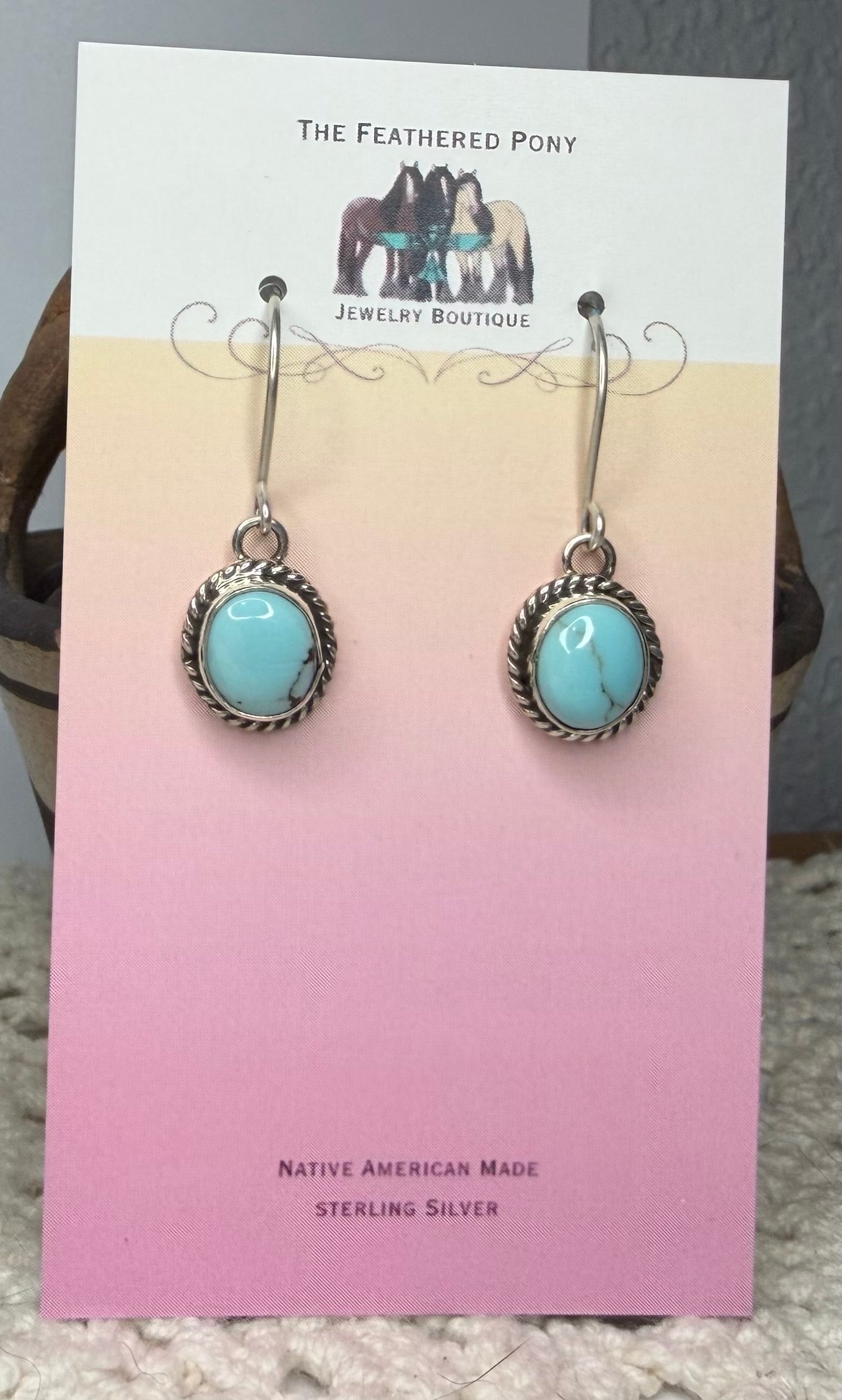 Navajo Handmade Kingman Dangle Earrings by Dave Saunders