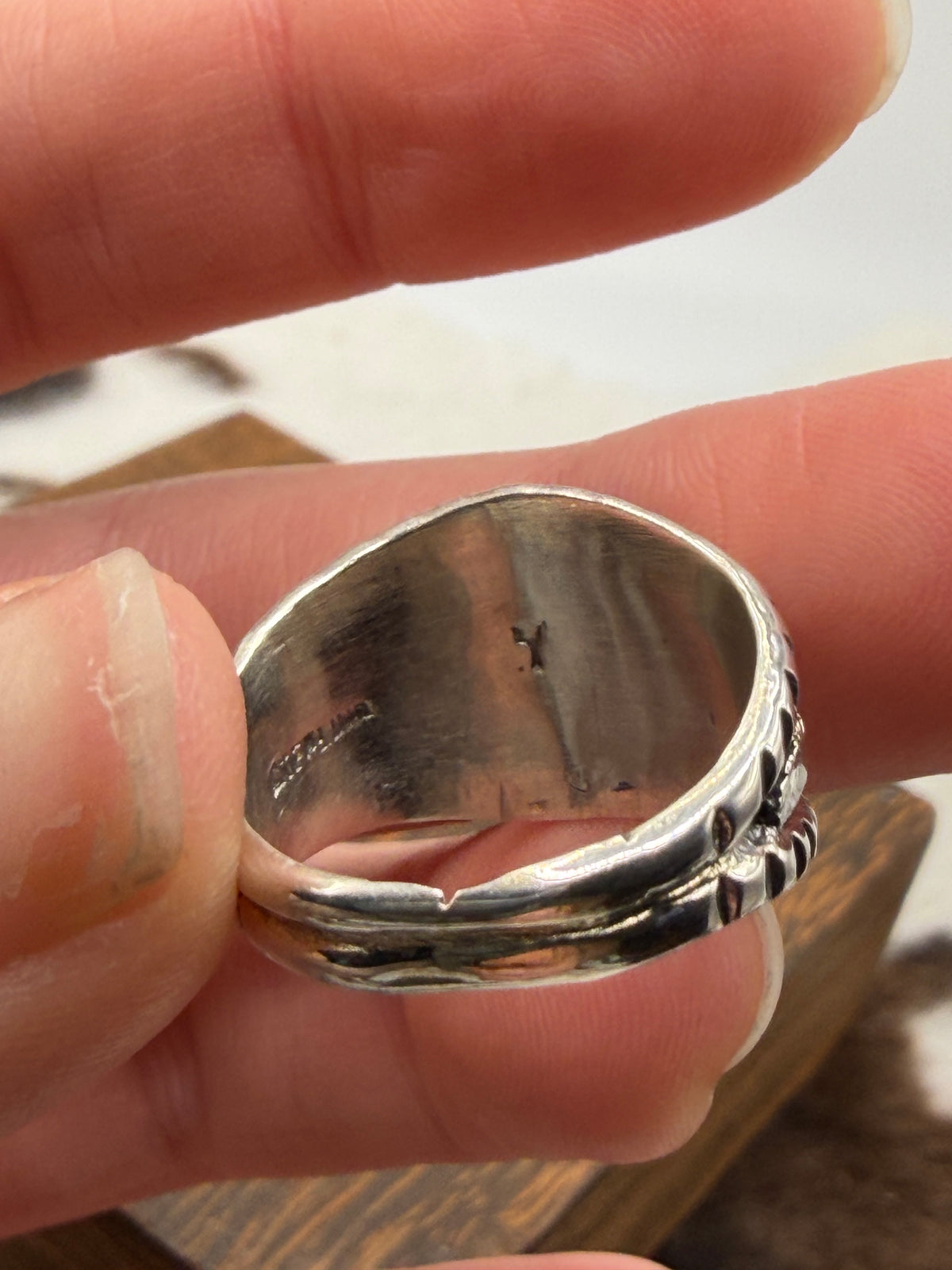 Navajo Handmade Kingman Band Ring by Jeanette Yazzie Size 6.25