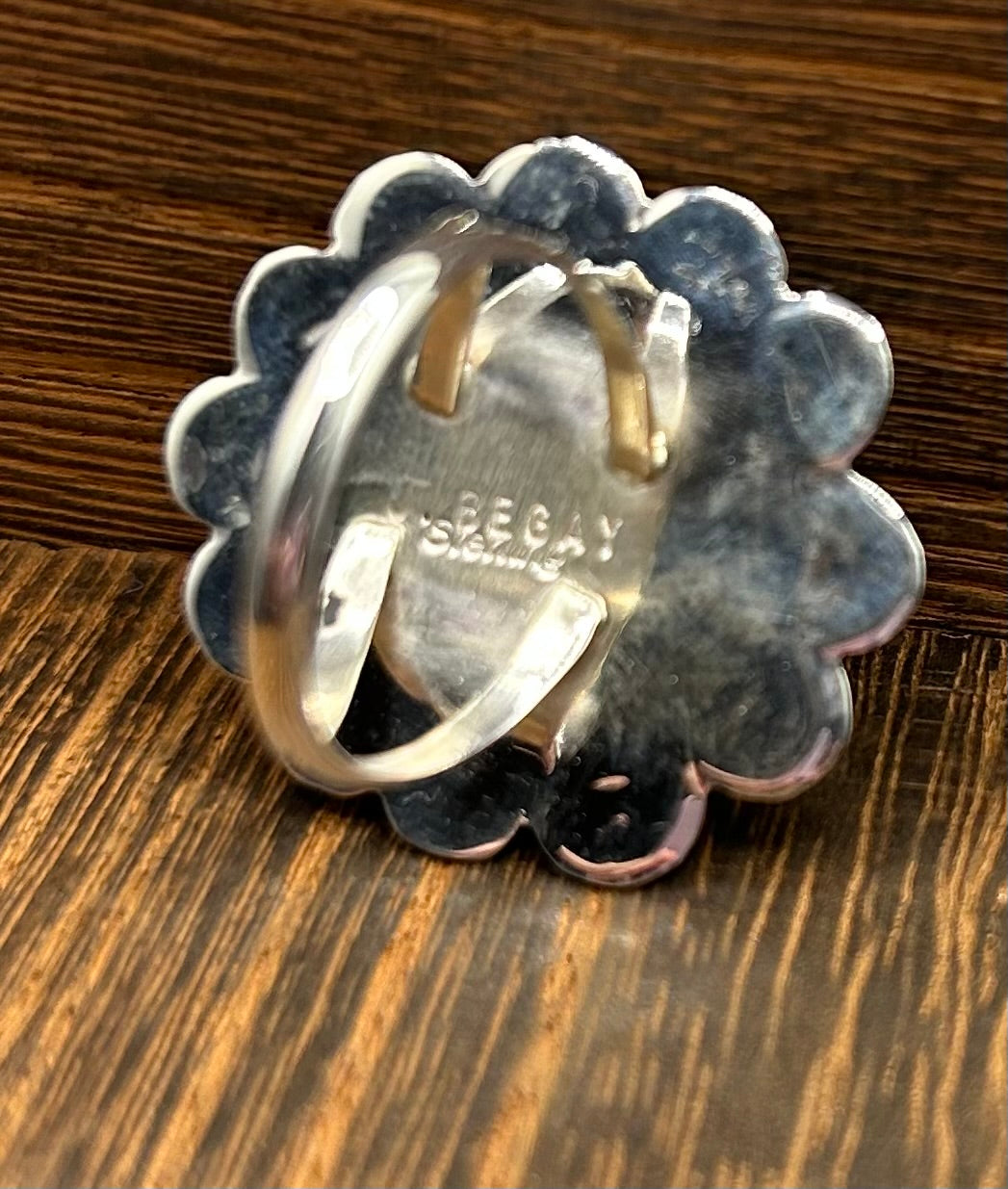 Kingman Turquoise Navajo Handmade Ring Size 7 by Junior Begay