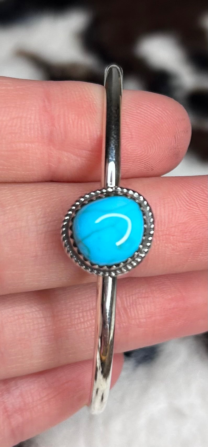 Navajo made turquoise cuff bracelet by Ella Cowboy