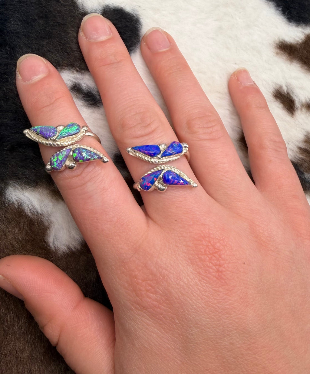 Zuni Handmade Opal Butterfly Rings by Joanne Cooyate Adjustable