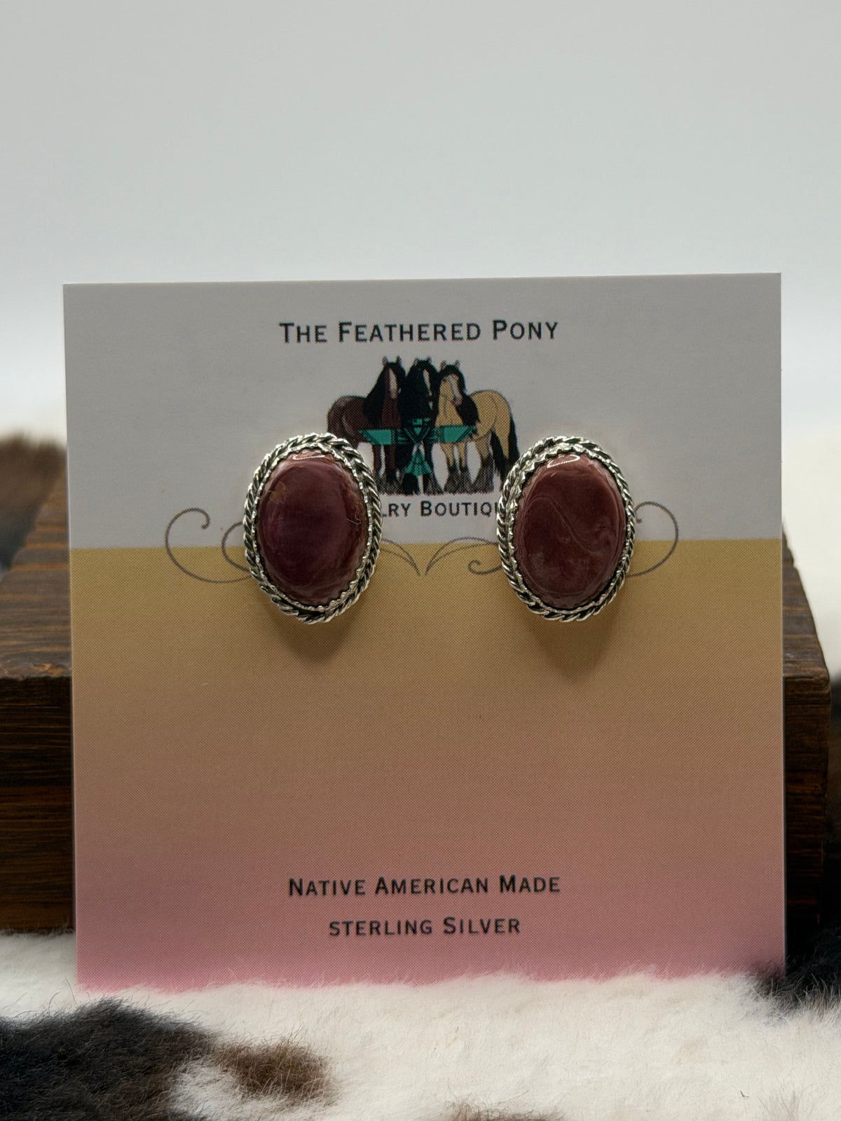 Navajo Made Purple Spiny Oyster Shell Stud Earrings by Annabelle Lantana