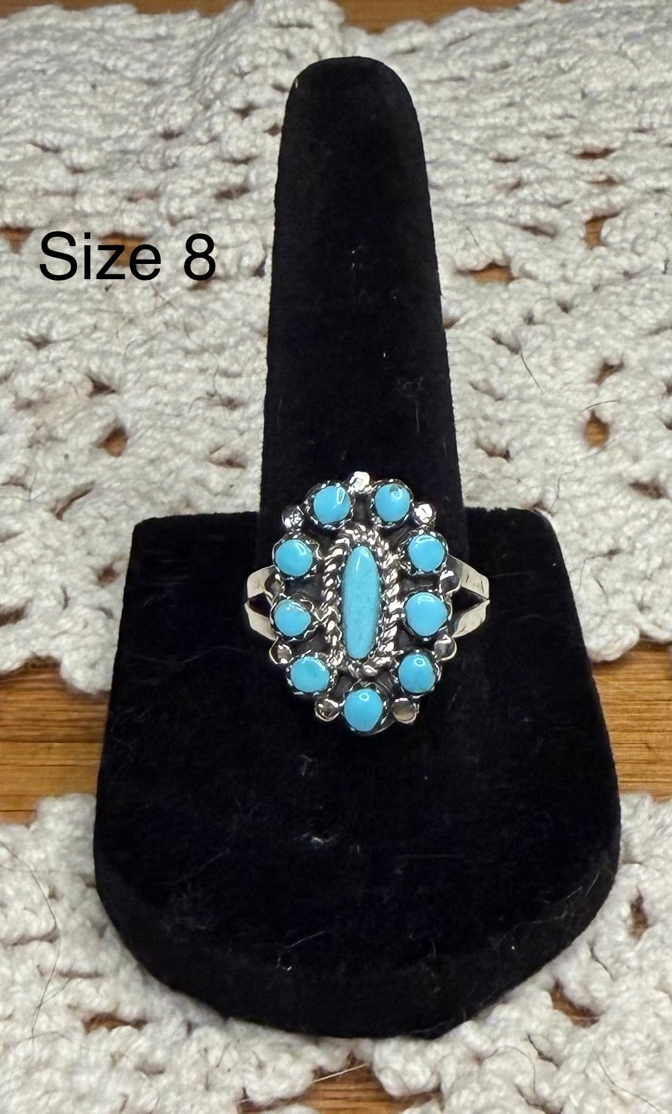 Navajo Handmade Turquoise Cluster Rings by Rosemary and Nathaniel Nez