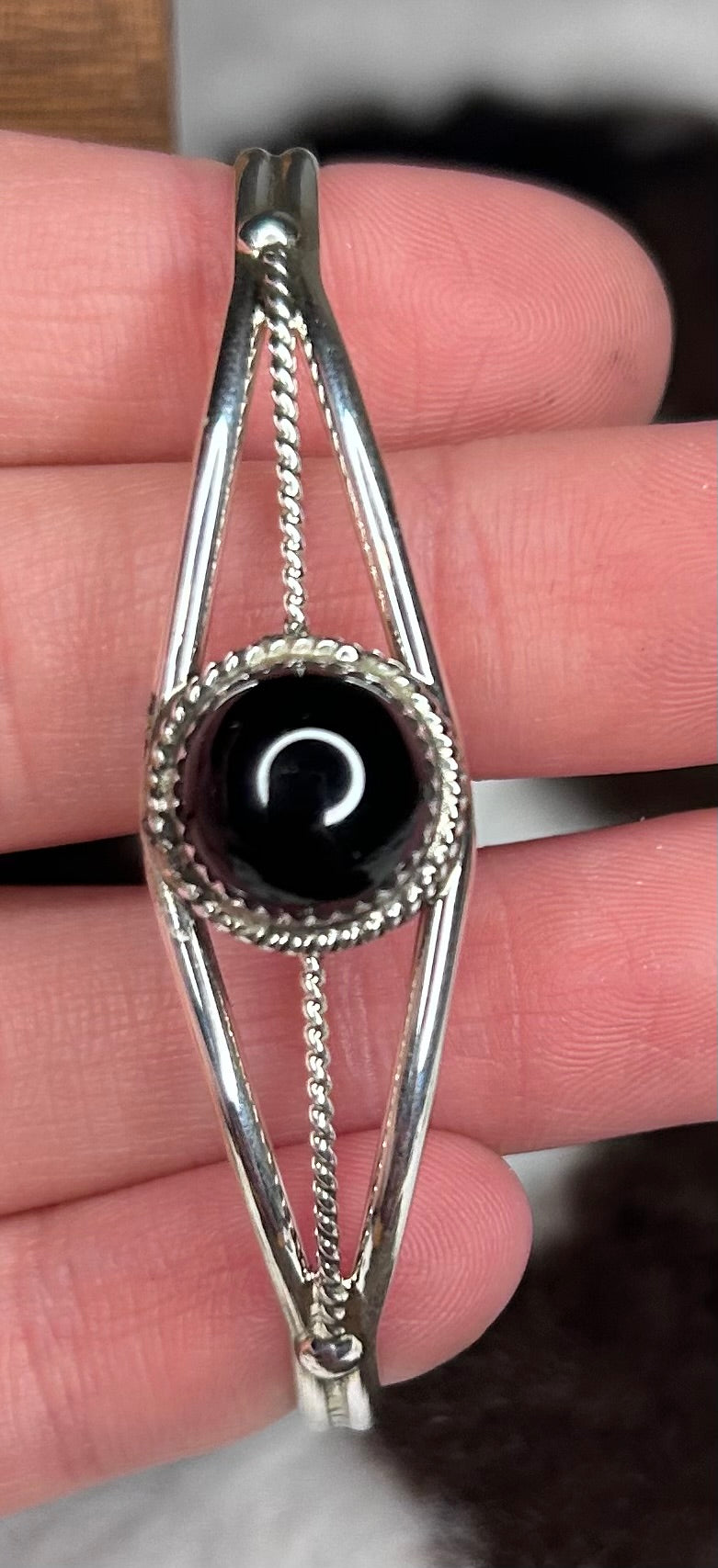 Navajo Black Onyx Cuff Bracelet by Esther White
