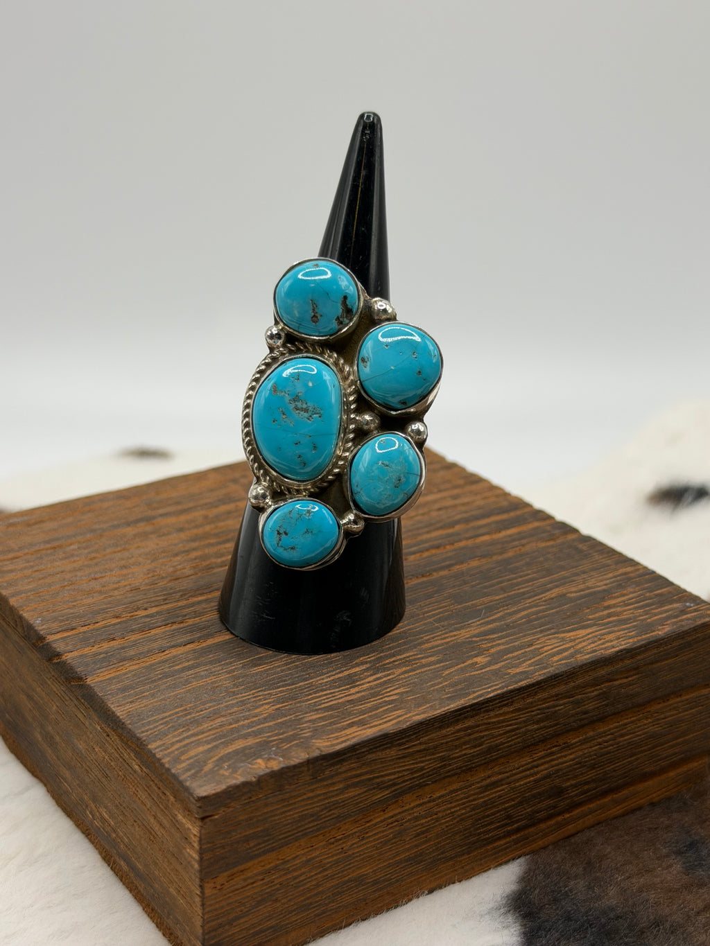 Navajo Kingman Half Cluster Rings by Ida McCray