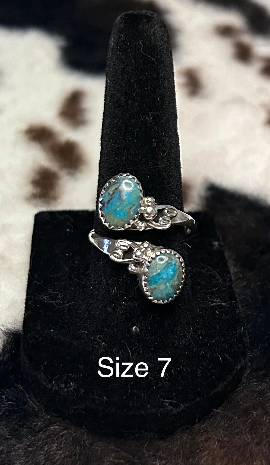 Navajo Handmade Kingman Turquoise Adjustable Ring by Maritta Martinez