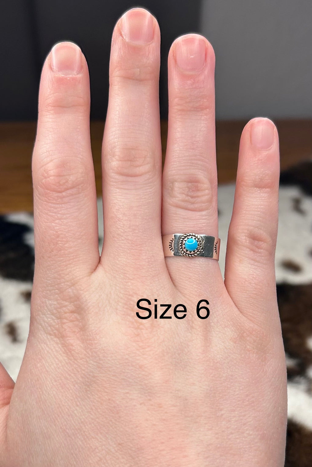 Navajo Handmade Turquoise Band Ring by Alice Johnson