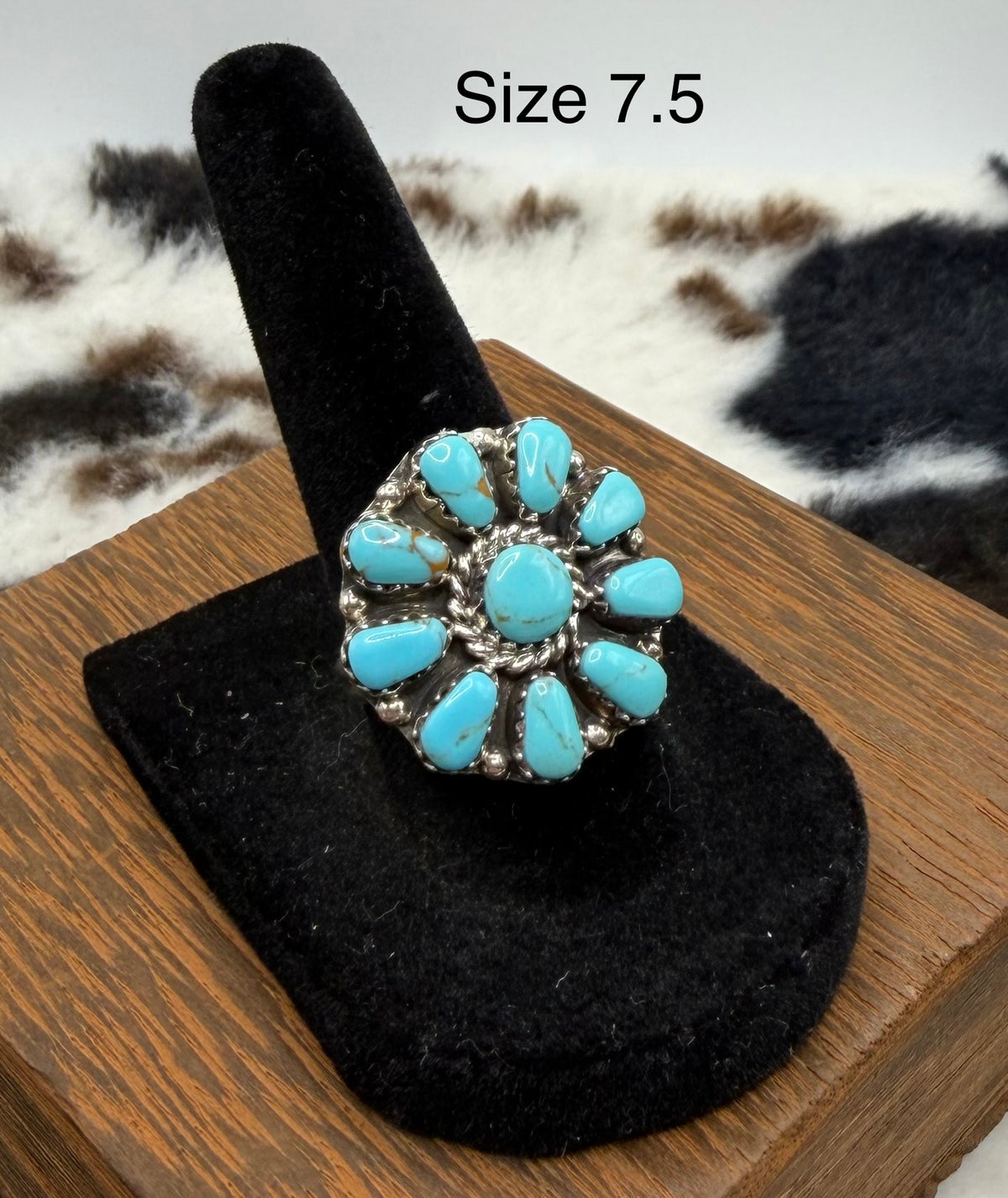 Navajo Handmade Turquoise Cluster Rings by Julianna Benally