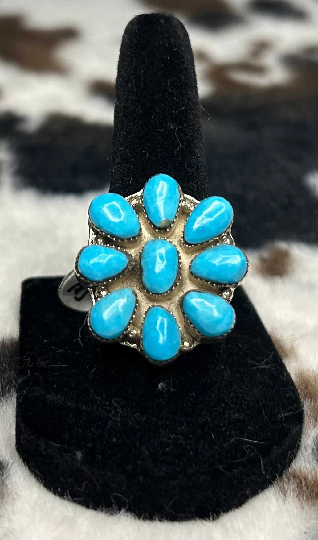 Kingman Turquoise Cluster Ring Size 7 by Running Bear