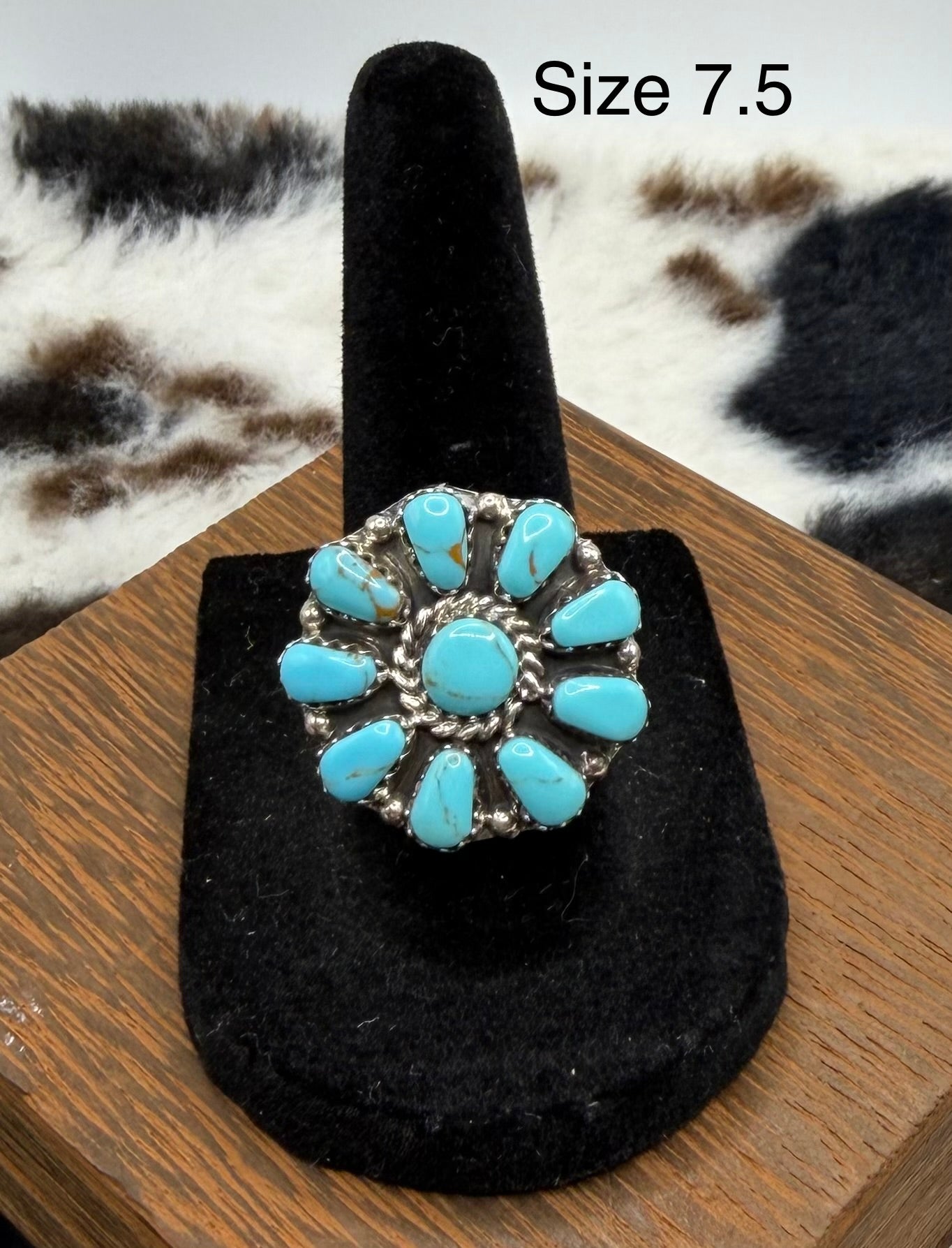 Navajo Handmade Turquoise Cluster Rings by Julianna Benally