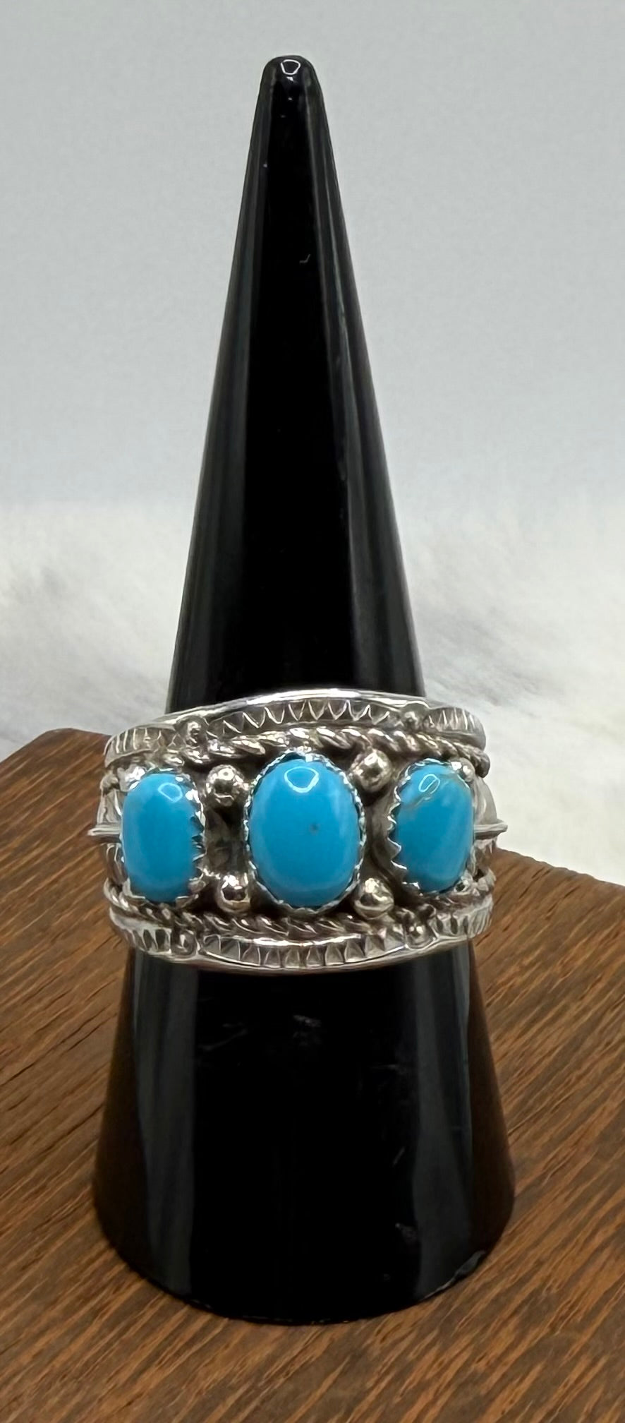 Navajo Made Sleeping Beauty Wide Band Ring by Betty Begay size 9.5