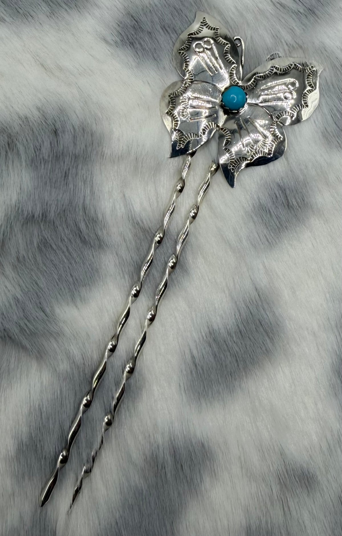 Navajo Made Butterfly Hair Pins by Jeffrey Castillo