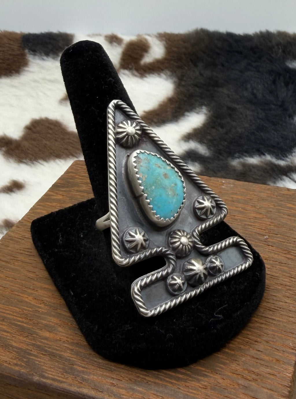 Navajo Made Turquoise Arrowhead Ring by Ronnie Martinez