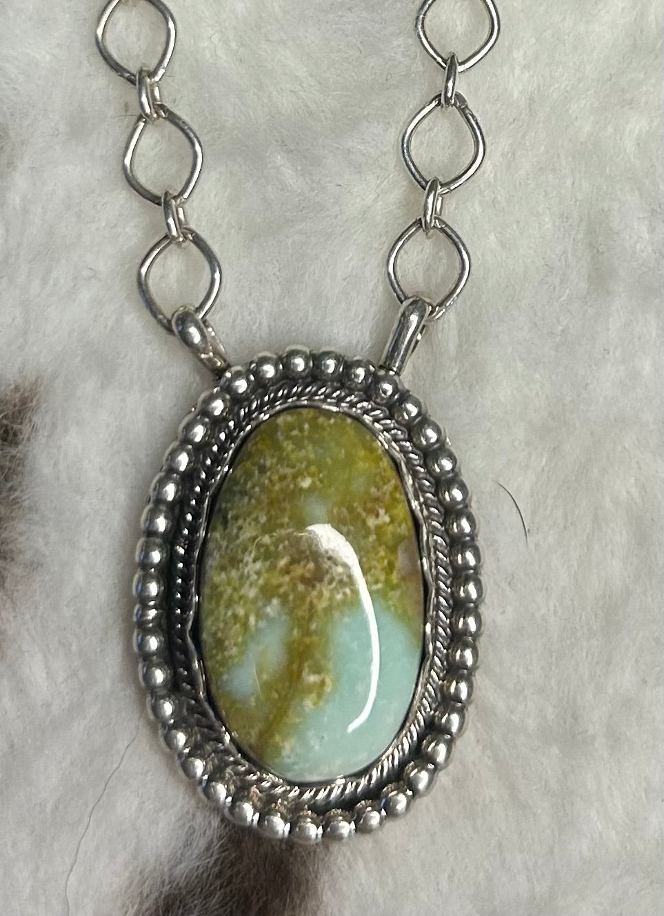 Navajo Handmade Palomino Variscite Necklace by Darryl Benally